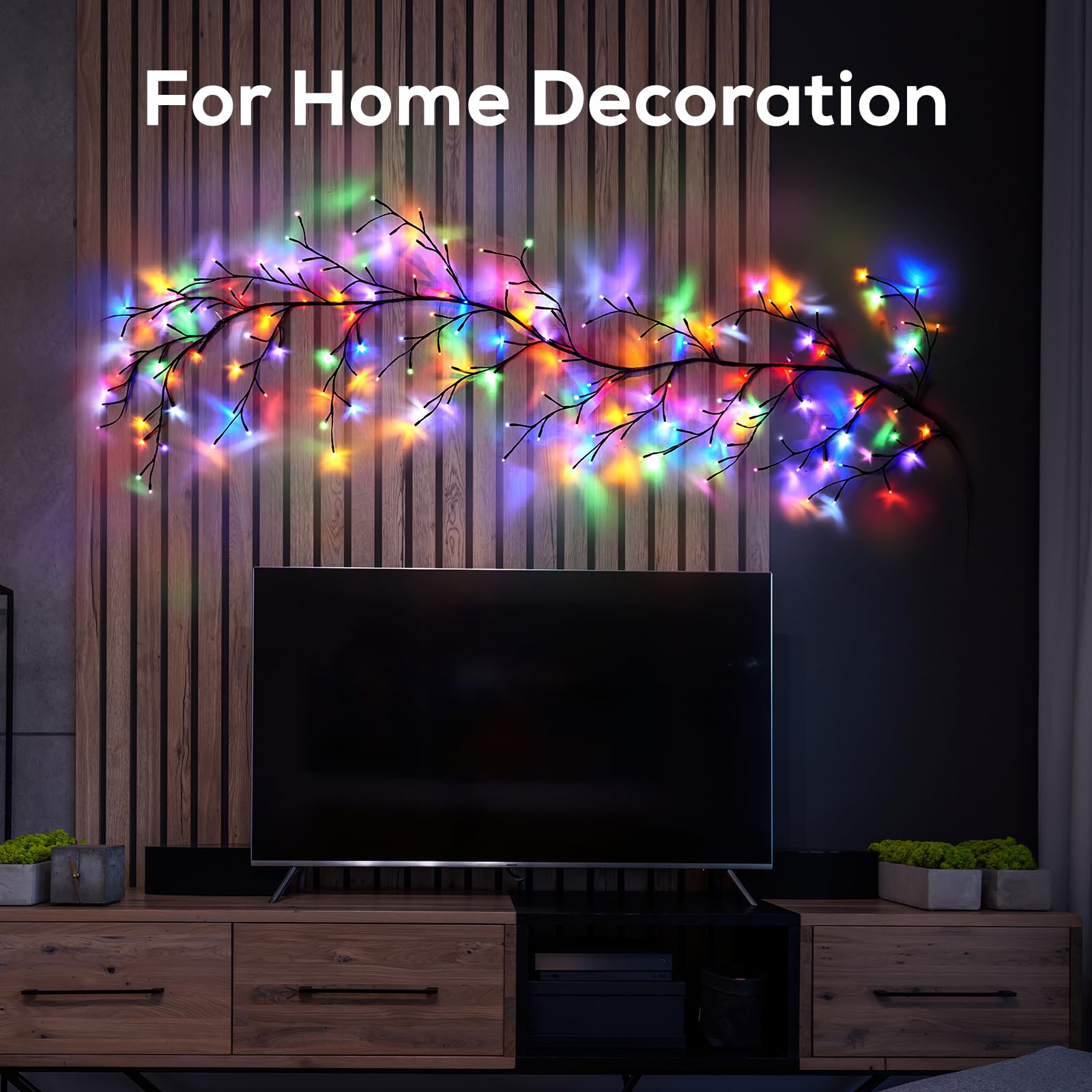 YCoisini Enchanted Willow Vine Lights, 8.2FT, 160 LEDs, Multicolor, Voice-Activated, Model USA-UP-BLACK