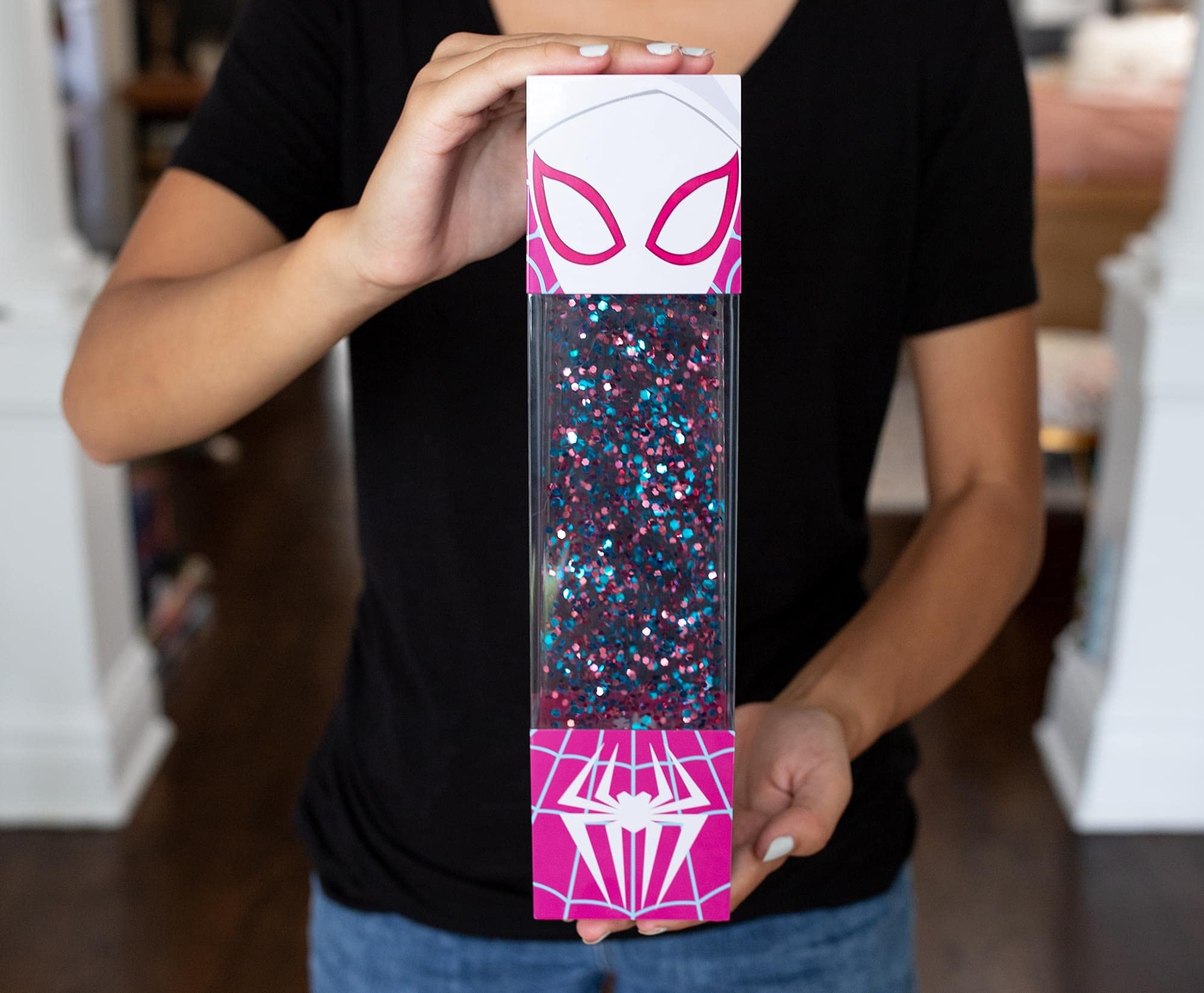 Ukonic Marvel Spider-Gwen USB Powered Glitter Motion Lamp - 12 Inches, LED Light for Bedroom, Desk, Living Room, Cast/Stone/Metal