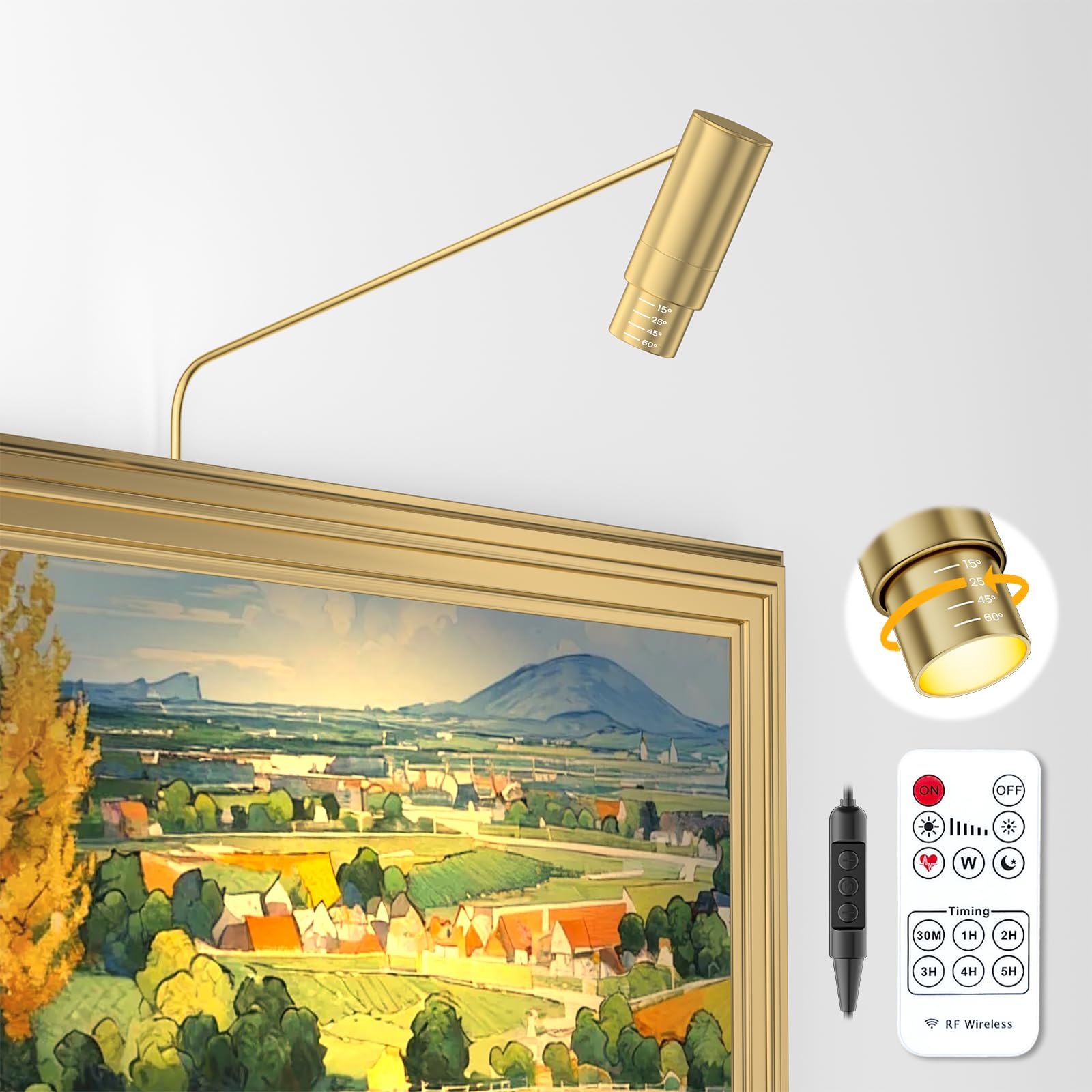ZOOPEEN LED Picture Light Spotlight, 3000K Warm Light, Plug-in, Gold, 1 Pack, Model WLPL-G