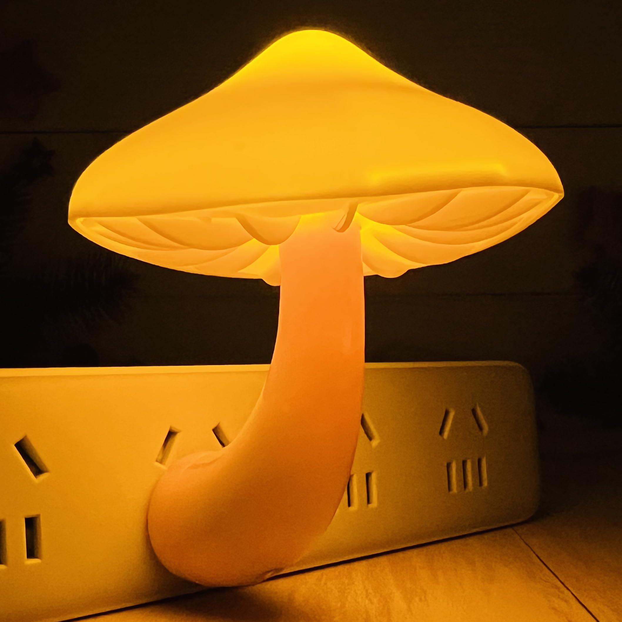 Sensor LED Mushroom Night Light - Plug-in Wall Energy Saving Dream Bed Room Nightlight for Kids For Mature Userss Cute Mushroom Lamp Cottagecore Decor for Bedroom  Bathroom  Stairs  Hallway Corridor  Warm Yellow