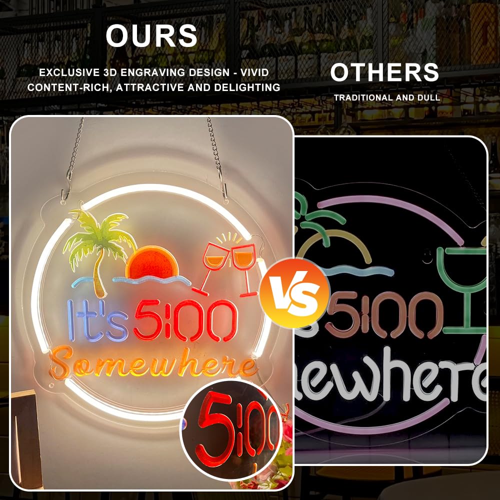 Colysor Neon Sign - 17inx13in Acrylic Bar Décor with Dimmable Switch, USB Powered, Available in Multiple Colors
