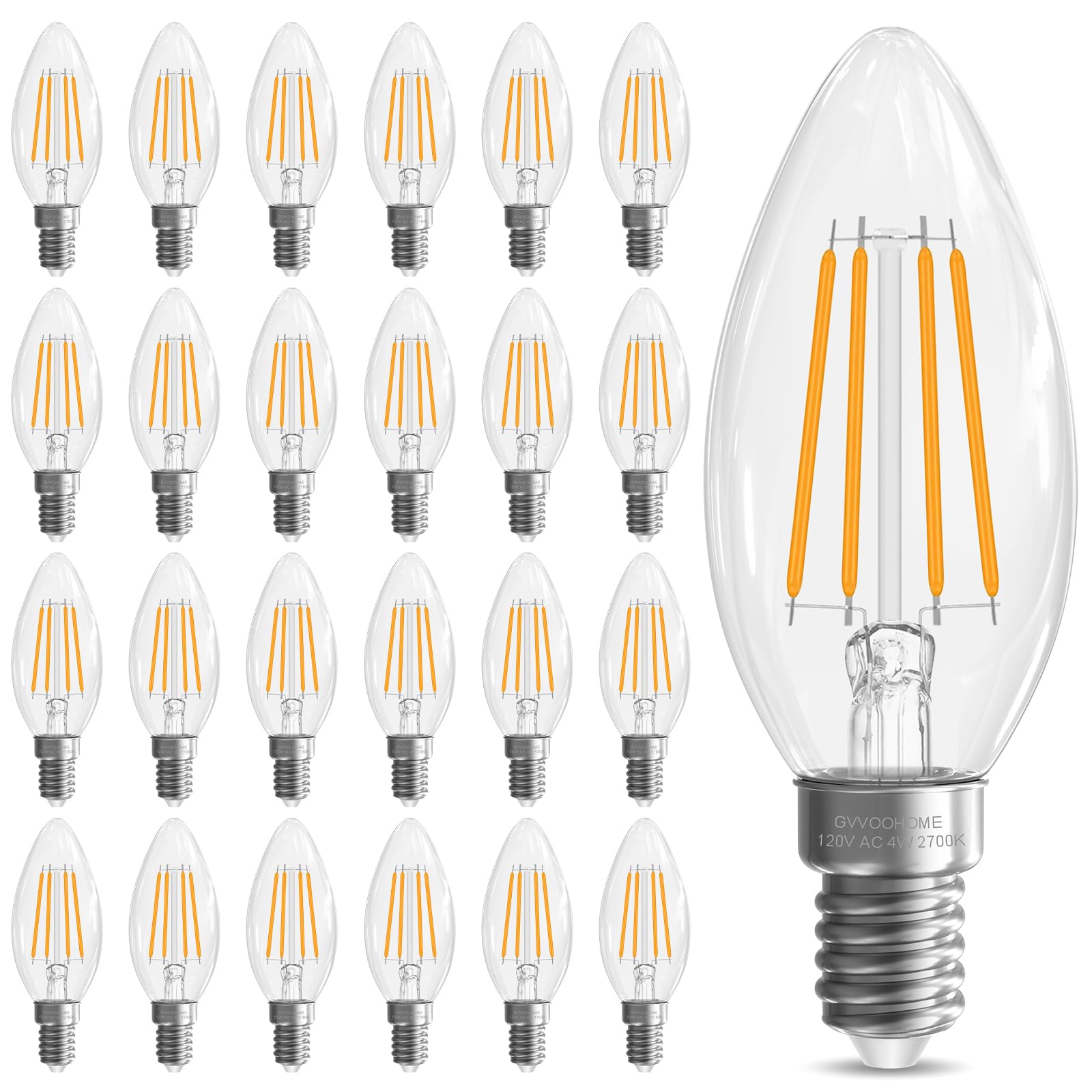 Gvvoohome Candelabra Light Bulbs 40 Watt, E12 Led Bulb Non-Dimmable Chandelier Light Bulb, B10 Led Candle Bulb 2700K Soft White,