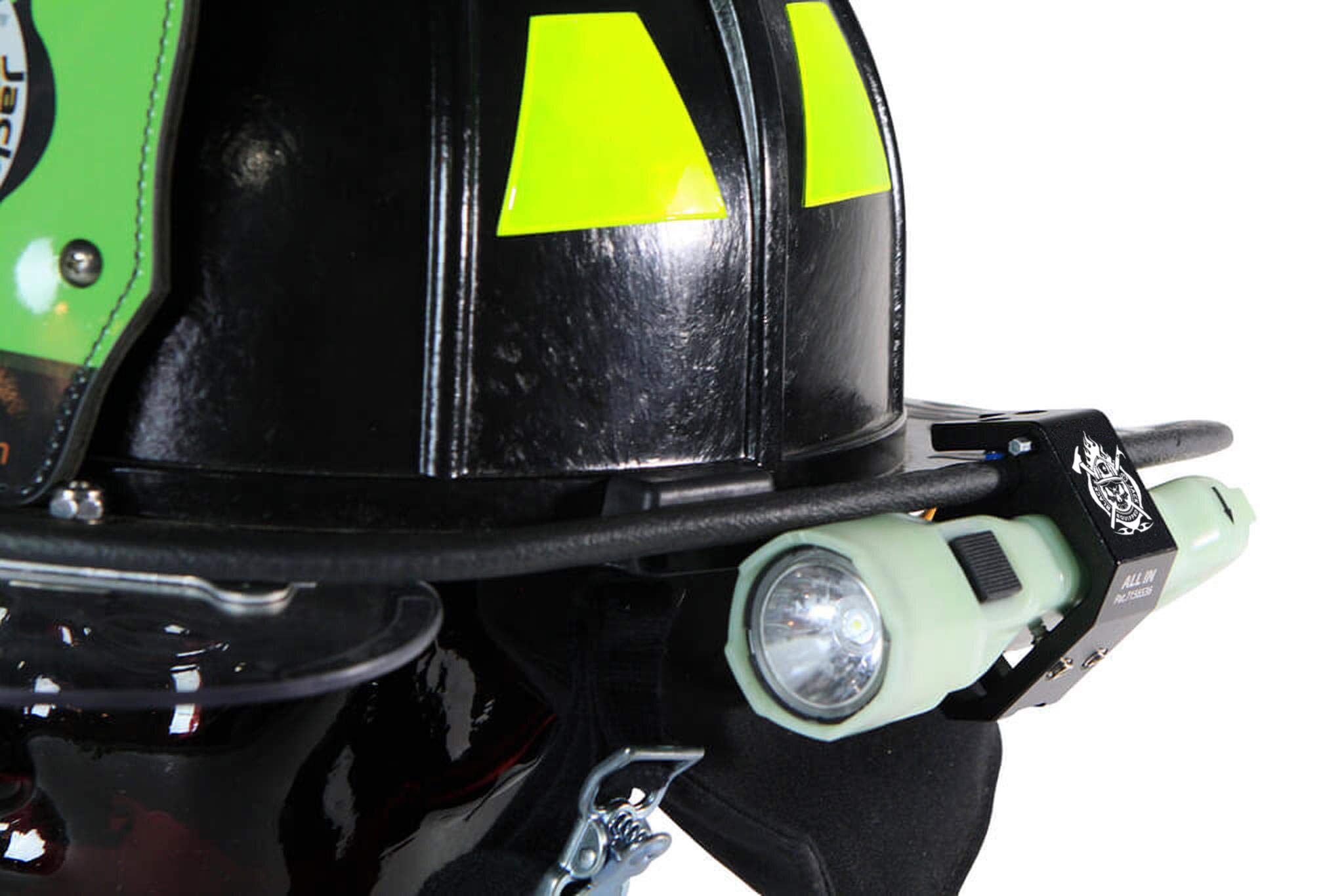 Fire Cam Blackjack Firefighter Helmet Aluminum Flashlight Holder - Durable Black 6061 Aluminum