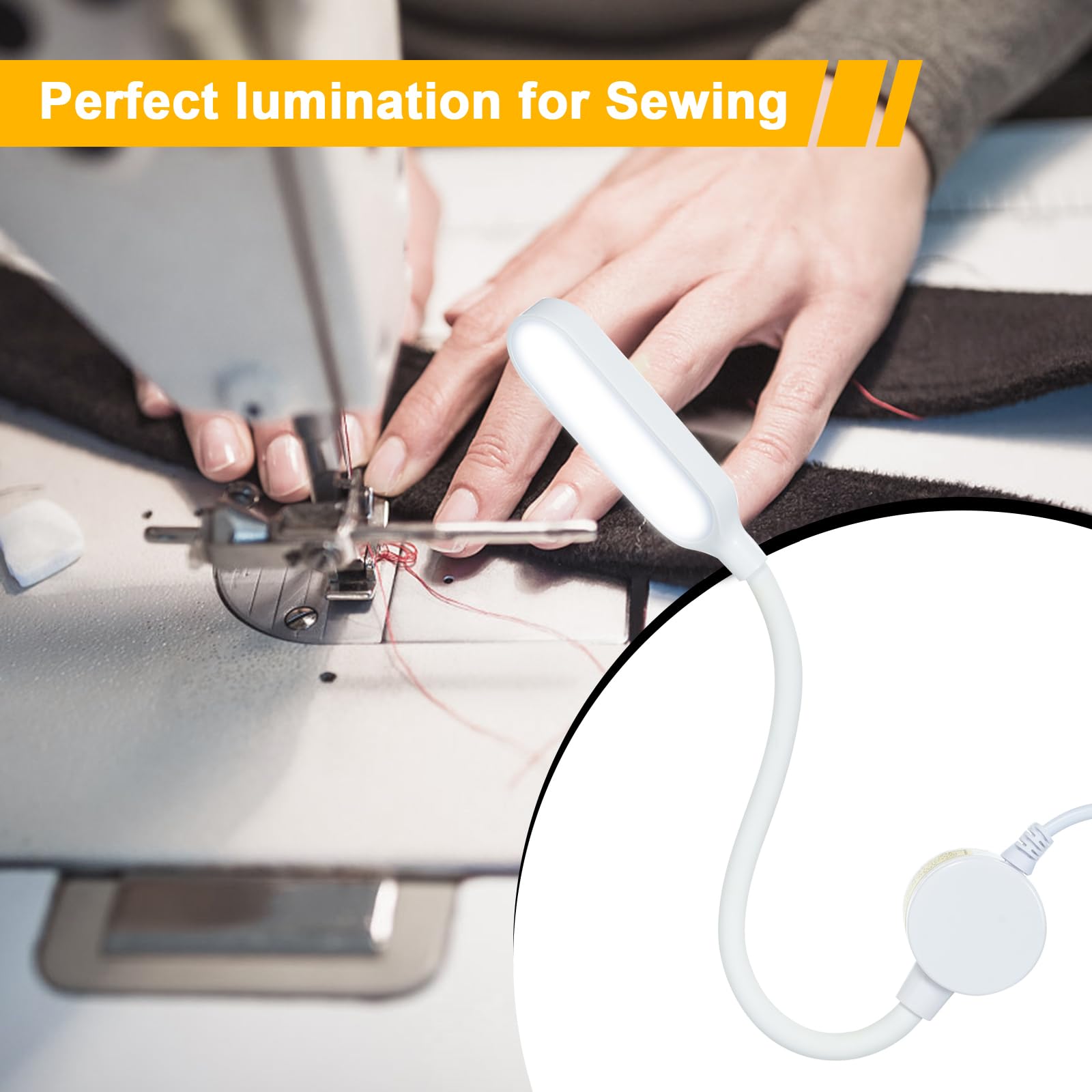 Caallogt Sewing Machine Lamp Dimmable 30Leds Light Fixture Touch Control 3 Brightness Levels Magnetic Base Flexible Bendable Tub