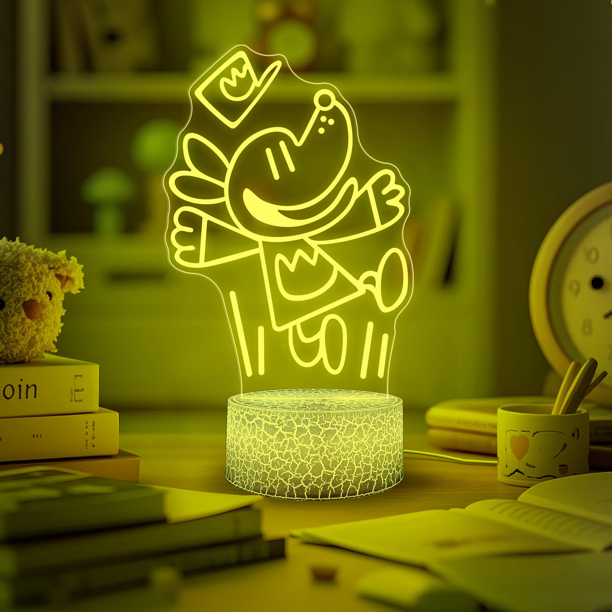 WMAT Officially Licensed Dog Man Night Light - Dog Man LED Glow Light with Removable 7 Colors Base, Kids Bedroom Decor Lamp, Nig