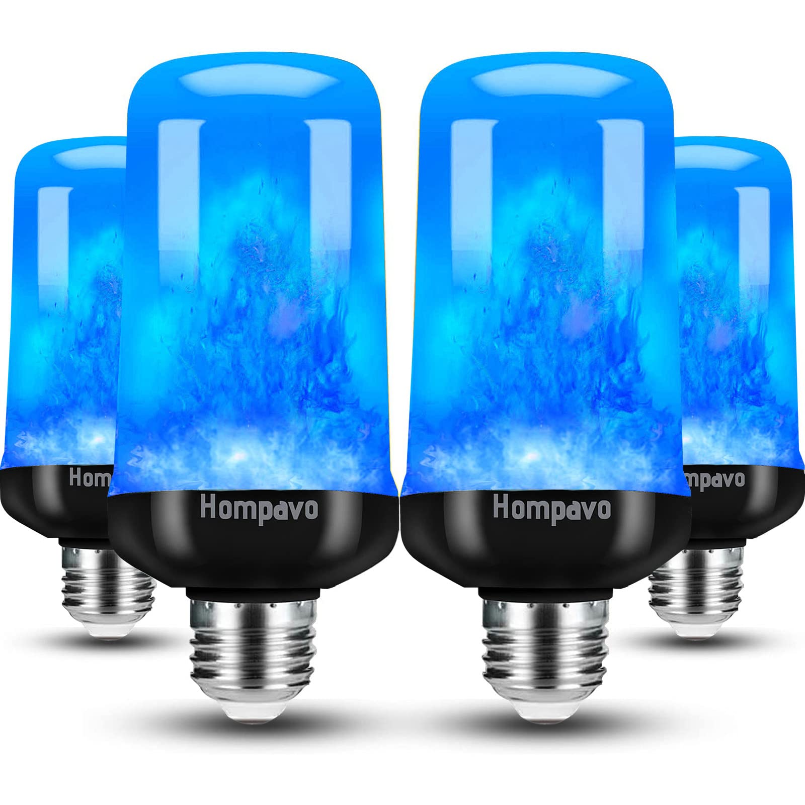 Hompavo Led Flame Light Bulbs - Purple Flickering E26/E27, 4 Pack For Halloween & Parties