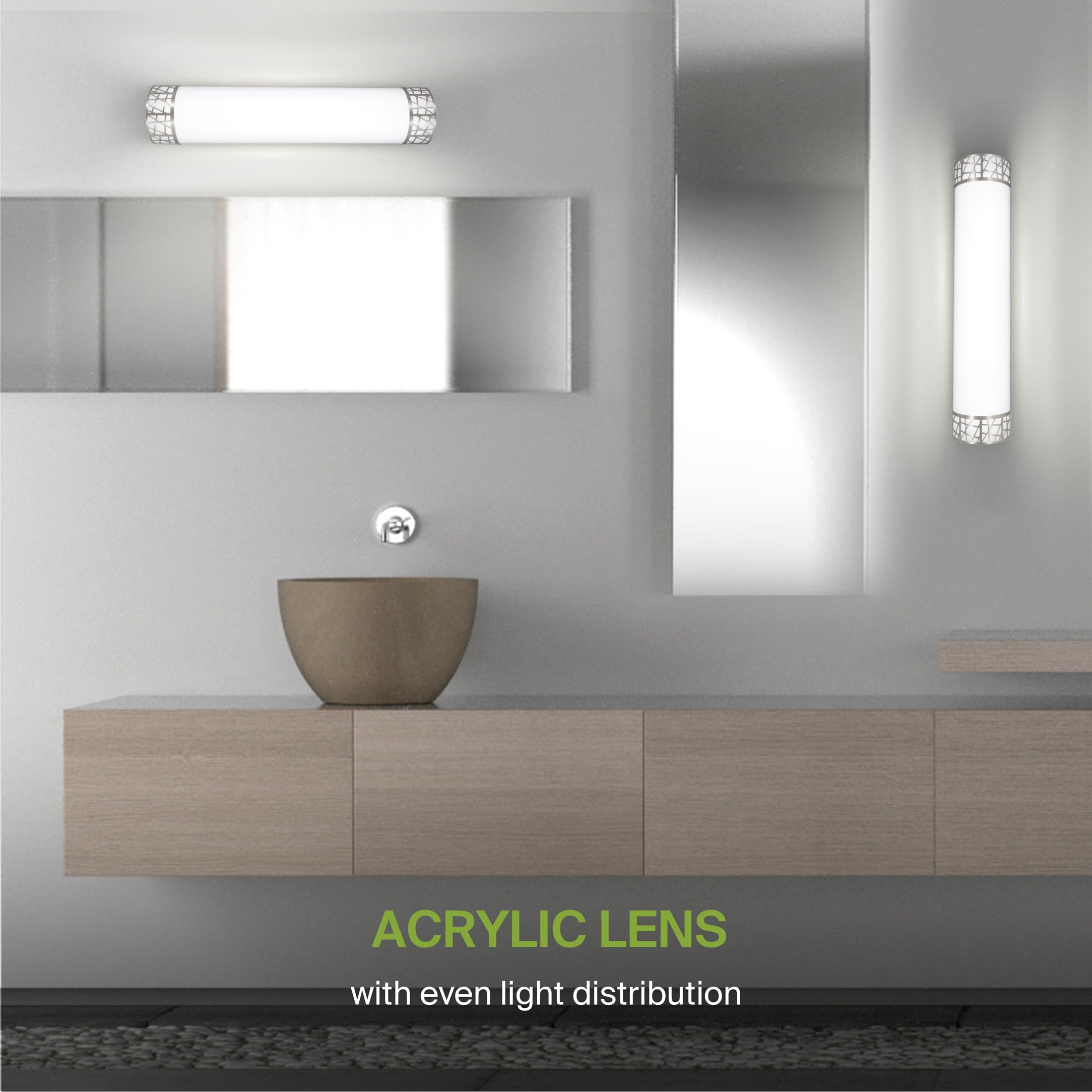 ASD 24 Inch LED Bathroom Vanity Light - Dimmable 25W 2700K-5000K - Brushed Nickel - Model A-LOFT-VF-24D25NK