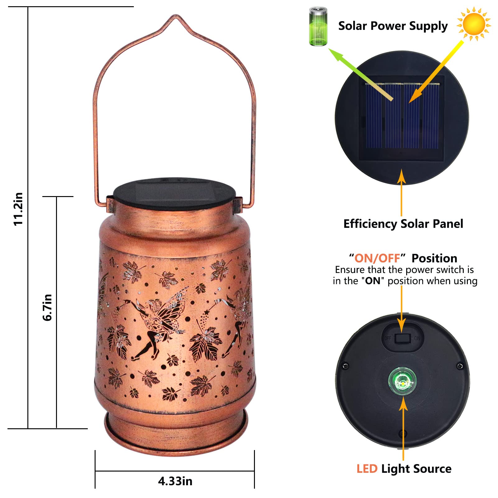 Aitenisen Solar Fairy Lanterns - Waterproof Metal Maple Leaf Garden Light For Patio & Yard