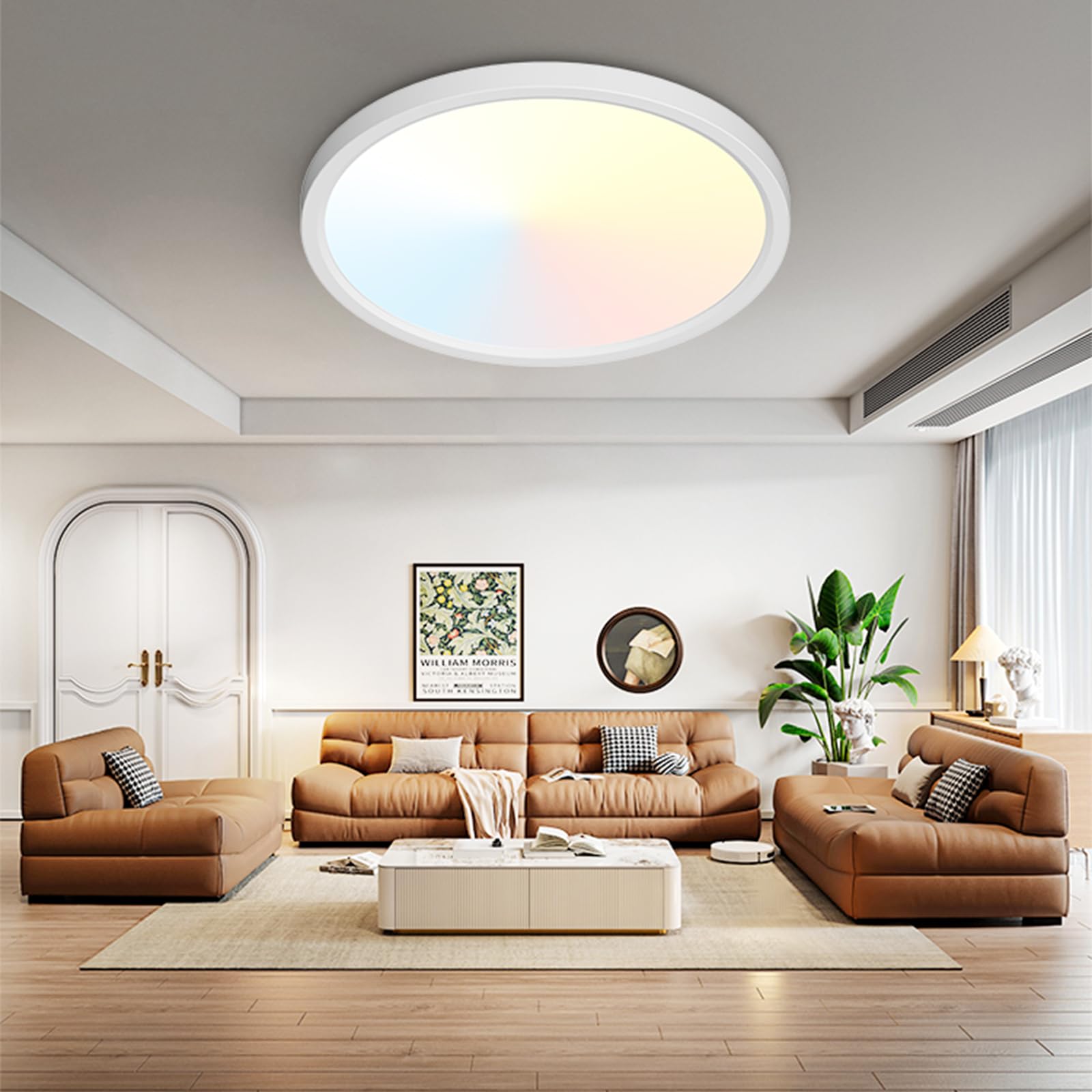 Peasur 19Inch LED Ceiling Light Flush Mount  5CCT 3000K-6500K Adjustable Ceiling Light Fixture  3600LM 36W Bright White Flat Lighting Fixture for Hallway Kitchen Bathroom Bedroom