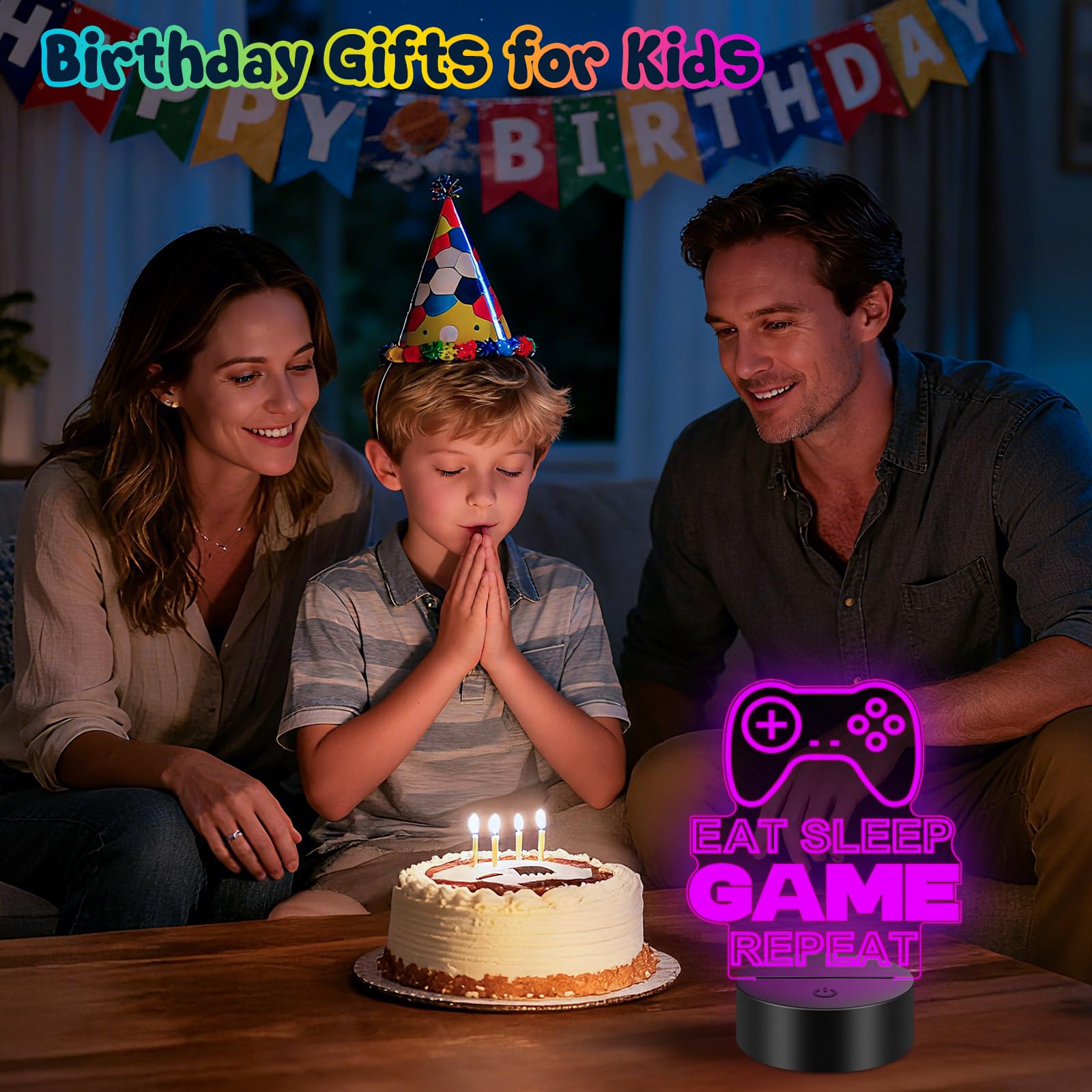 Linkax 3D Illusion Night Light & Soccer Gift For Teens  Boys & Kids - 8 To 12 Year Olds - Football Accessories & Room Decor (Gaming)