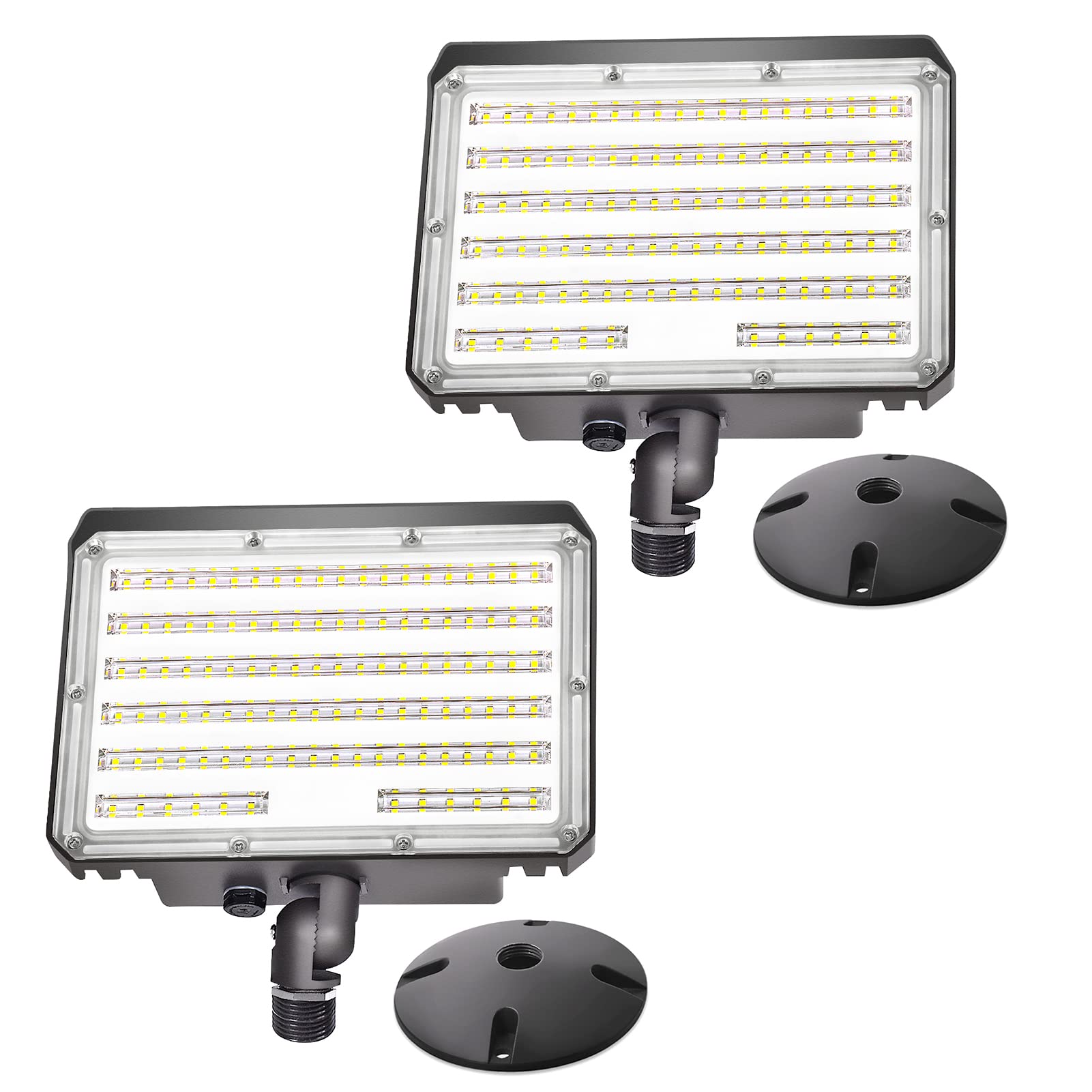 Szgmjia 2 Pack 80W Led Flood Light Outdoor, Security Light With Dusk-To-Dawn Photocell 5000K Daylight 12,000 Lm Super Bright(800W Halogen Equiv)Adjustable Knuckle Mount Ip65 Waterproof For Yard Garage