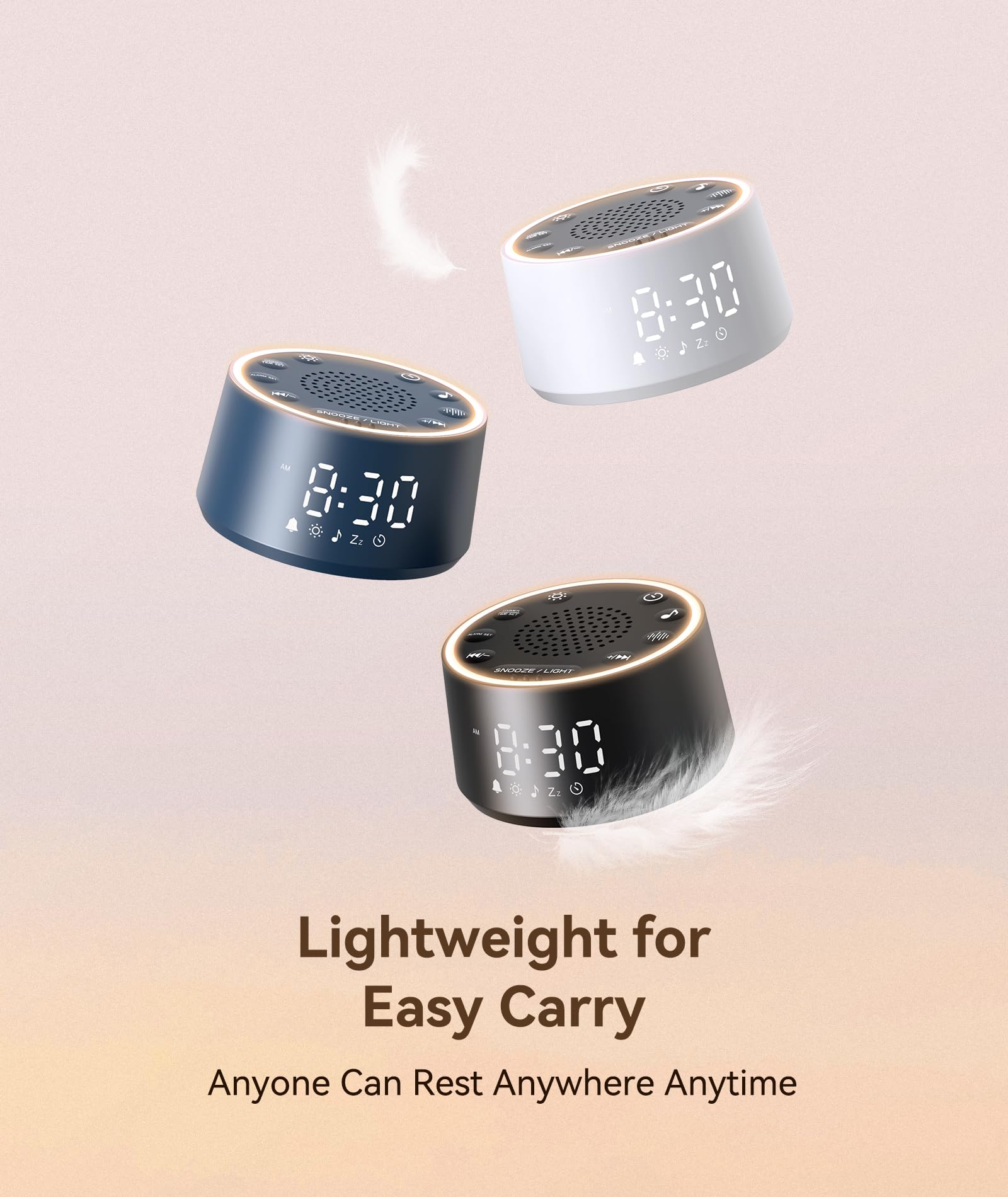 Dreamegg Sound Machine With Nursery Lamp - Sound Machine Baby  Soothing Sounds  Timer  Memory Function  10 Colour Night Light  White Noise Machine Alarm Clock For Newborn Baby Registry Gift  White