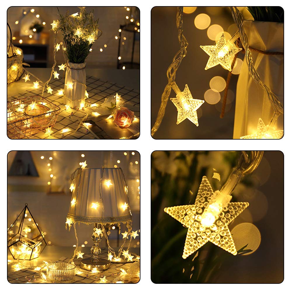 Merdeco 20 Led Star String Lights, 10Ft Warm White Fairy Lights For Indoor/Outdoor Decor