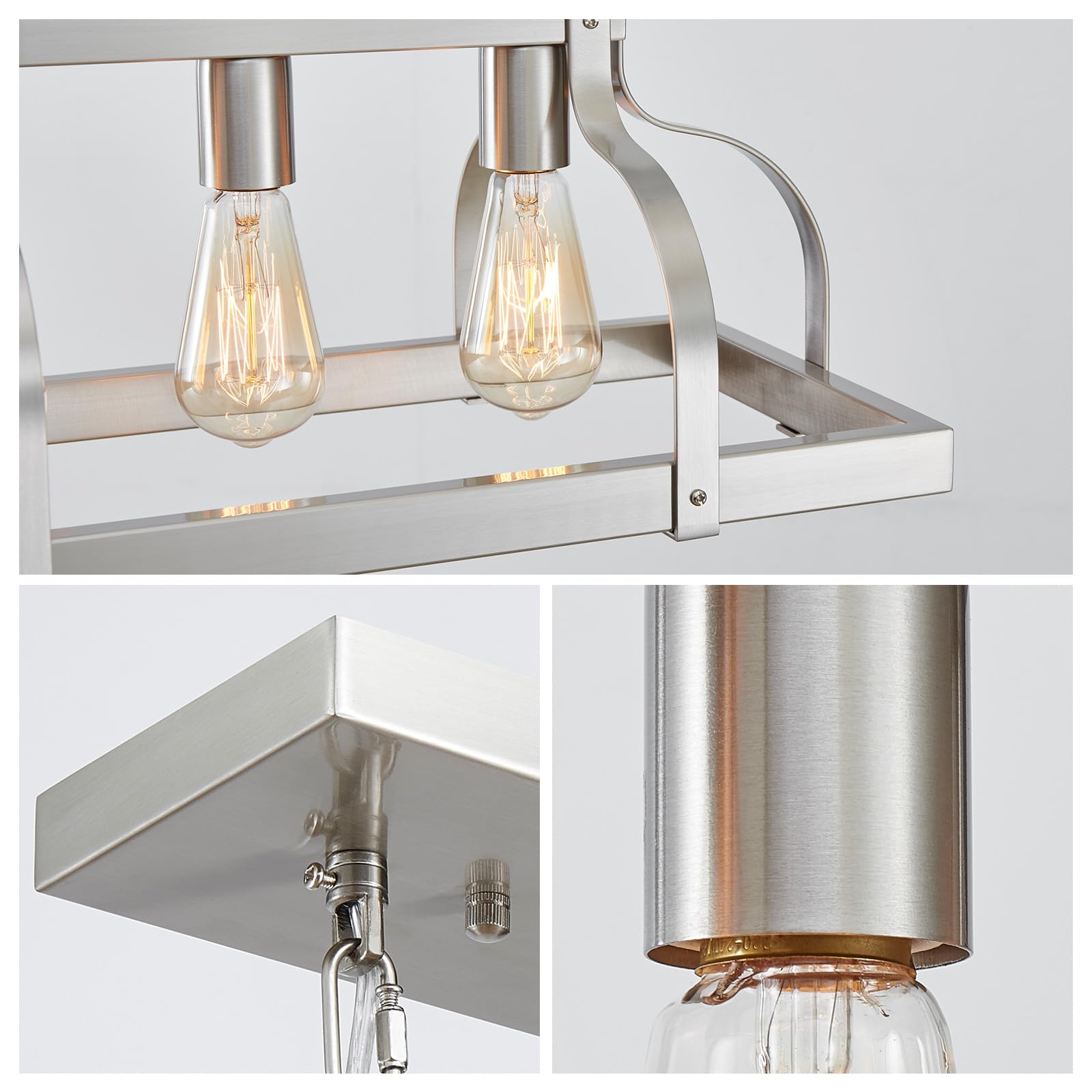 Wuzups 5-Light Metal Chandelier Linear Pendant Ceiling Lighting Rustic Farmhouse Fixture Kitchen Island Dining Room, H 8.5'' L 3