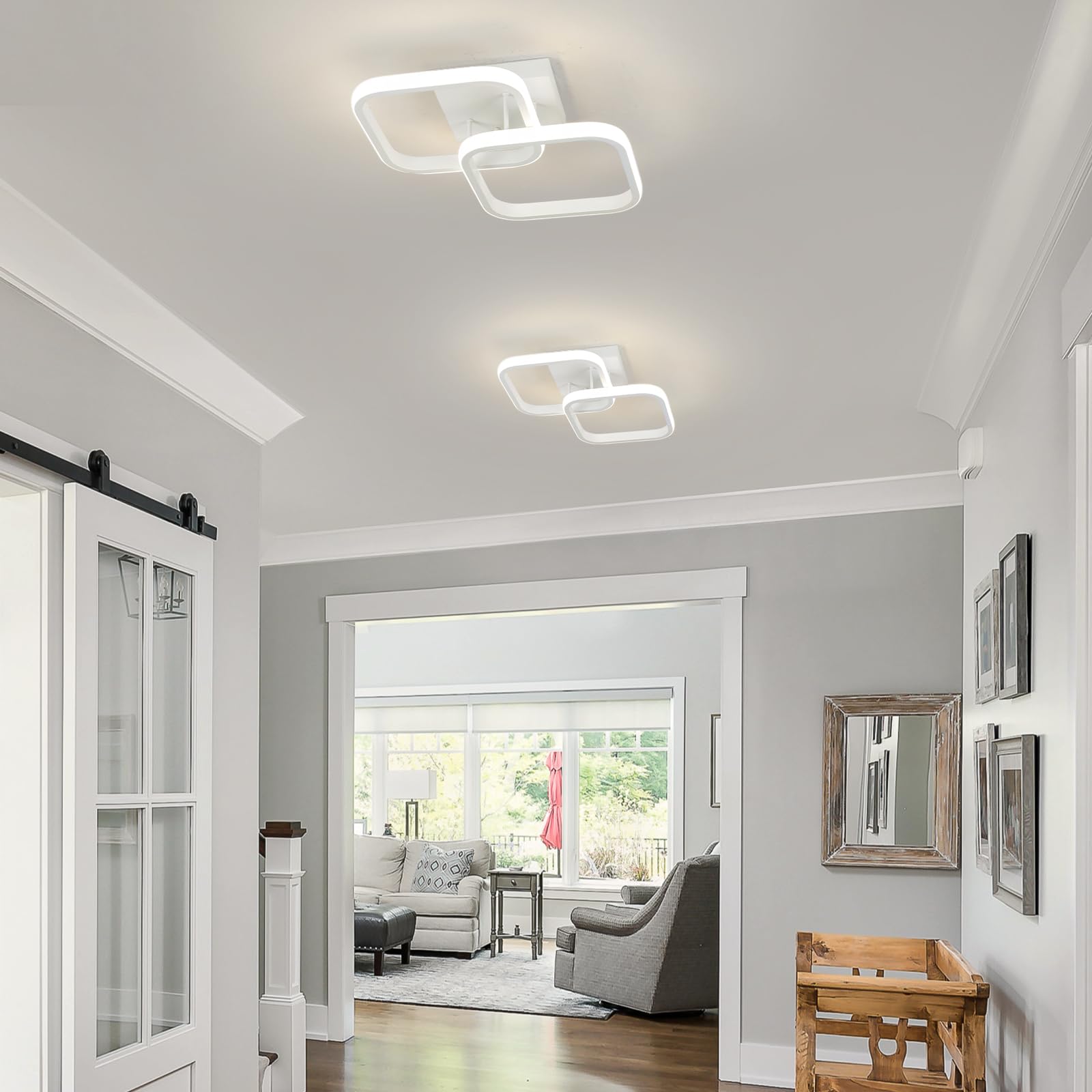 Caneoe Led Ceiling Light Fixture 4500K Modern Hallway Light Fixtures Ceiling Lighting White Square Close To Ceiling Lights For Bathroom Bedroom Kitchen Balcony Stair Small Ceiling Lamp (White  4500K)