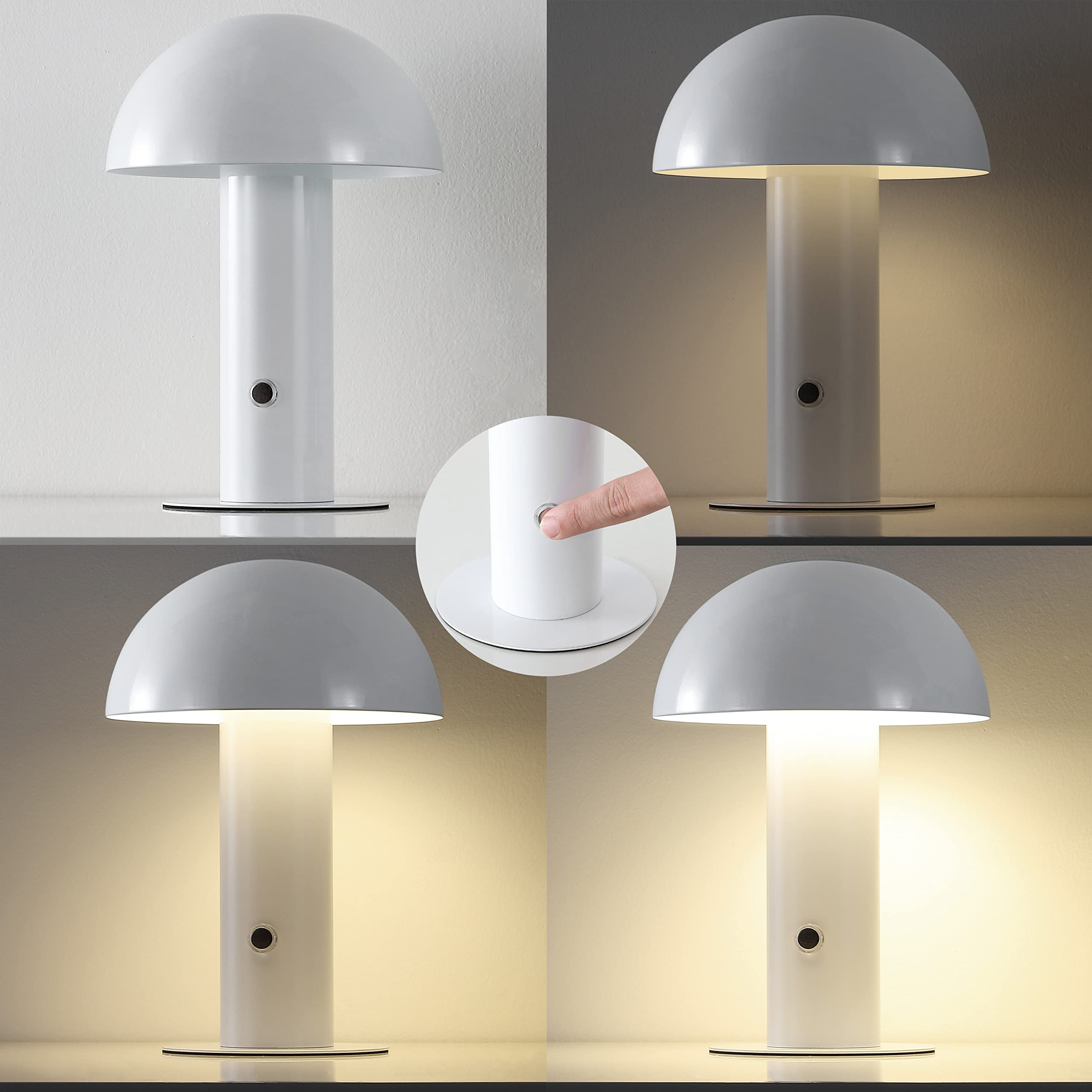 Jonathan Y Jyl7115B Boletus 10.75'' Contemporary Bohemian Rechargeable/Cordless Portable Iron Integrated Led Mushroom Table Lamp