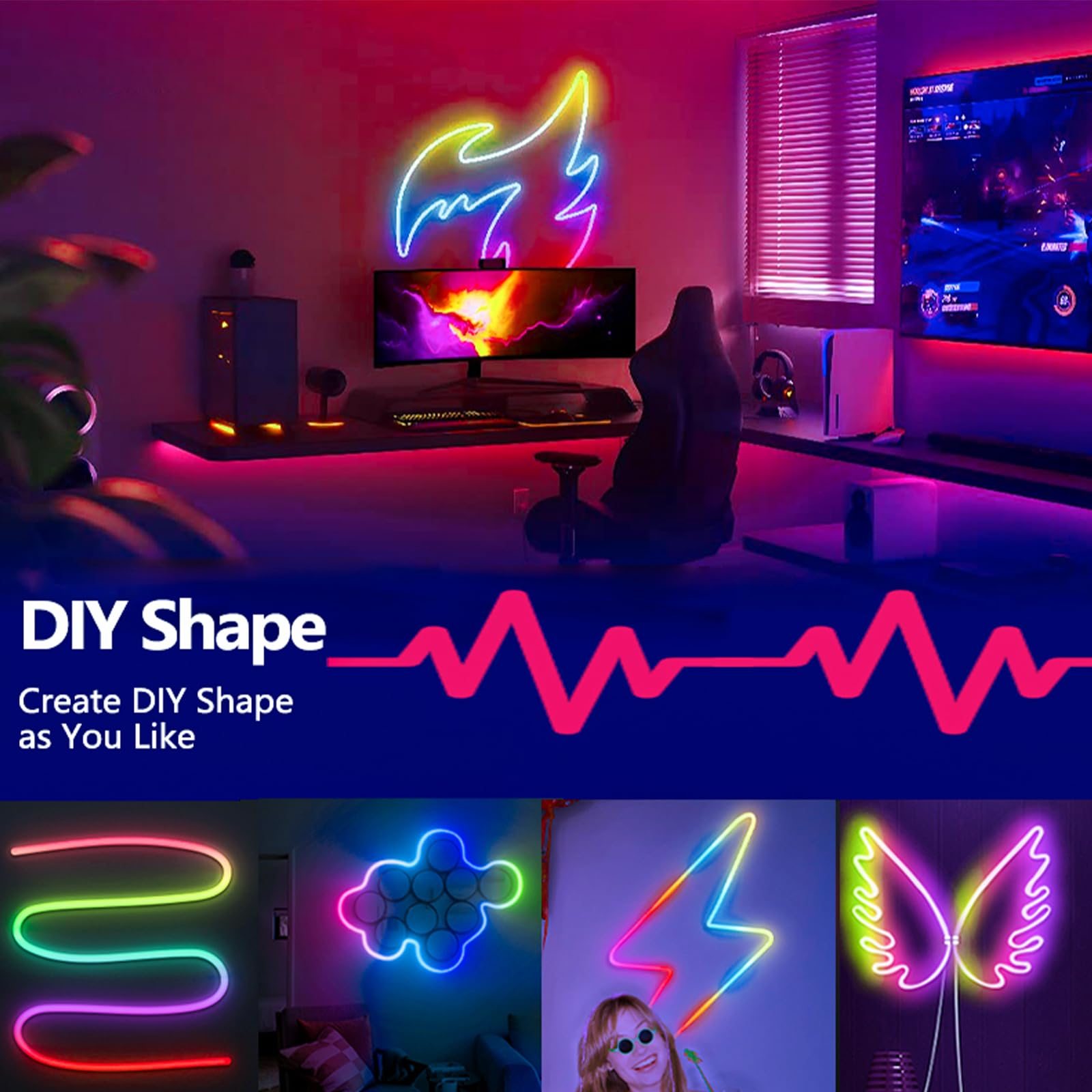 Httpsmp 10Ft Neon Rope Lights,Rgb+Ic Flexible Led Rope Lights Control With App/Remote,Chase Mode Rope Lights,Ip67 Outdoor Waterp