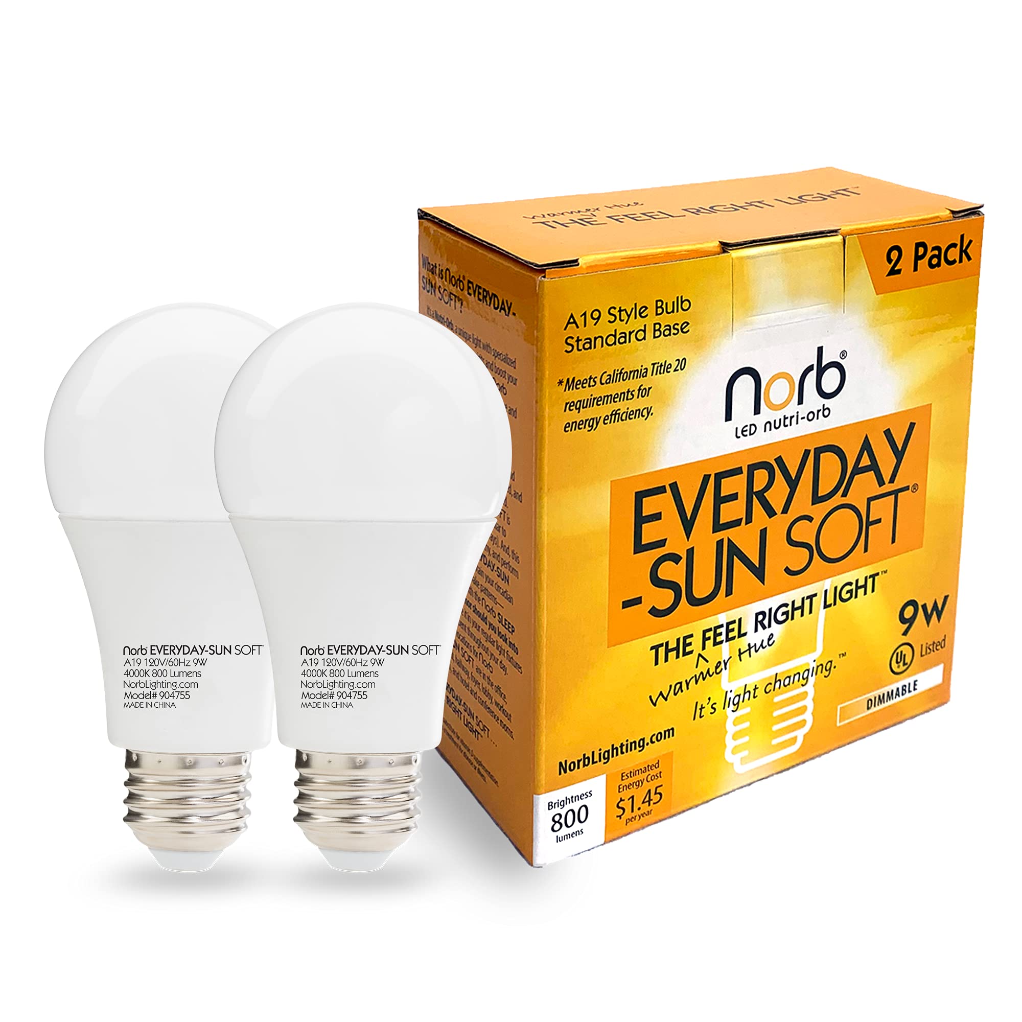 Norb Everyday Sun Light Bulb - Soft Full Spectrum Wellness Lighting With Sun-Mimicking Technology For Energy, Mood & Performance