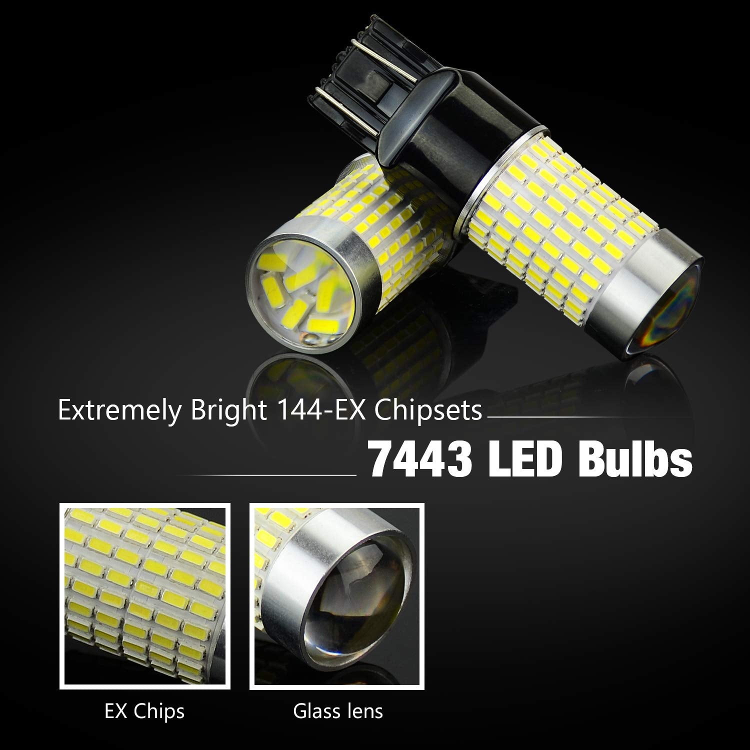 Jdm Astar Extremely Bright 144-Ex Chipsets 7440 7441 7443 7444 992 White Led Bulbs With Projector For Backup Reverse Lights