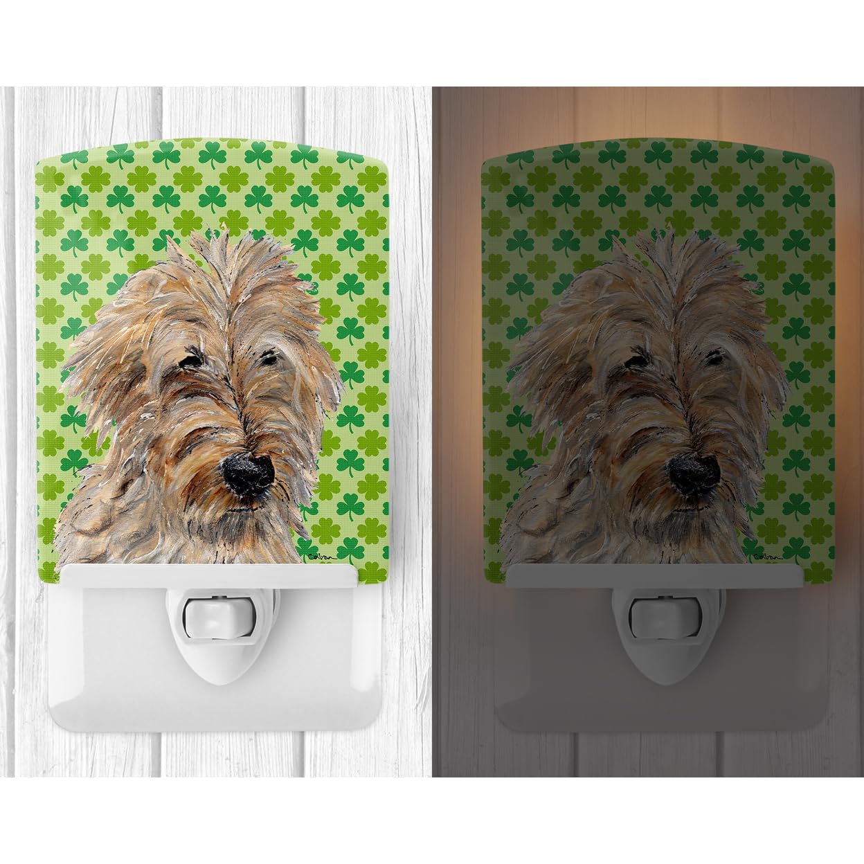 Carolines Treasures Ceramic Night Light, Golden Doodle, St. Patricks Day, 6x4x3 inches, UL-Certified, Multicolor, Model SC9739CNL