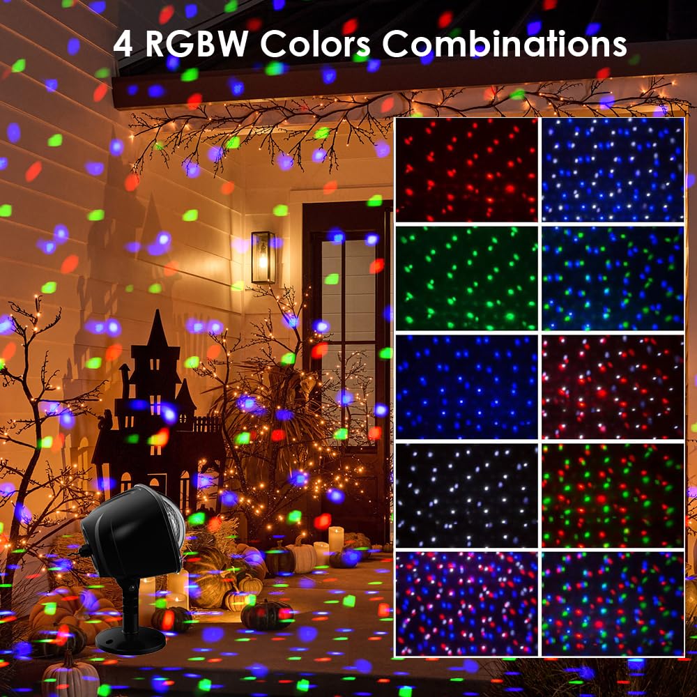 Syslux Christmas Projector Lights - Rgbw Snowfall Projector With Remote Control For House, Yard, Garden, Halloween & Christmas D