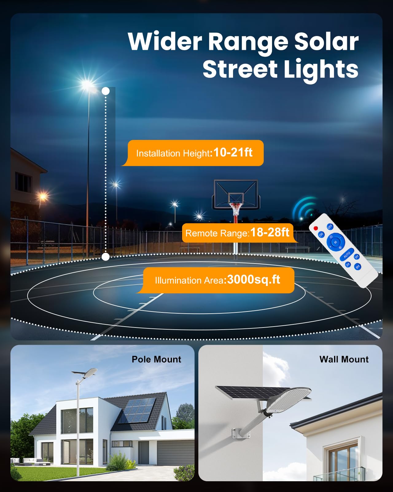 ENTELECHY 10000W Solar Street Light - 300,000LM LED Flood Light, Motion Sensor, Remote Control, Gray, Waterproof for Outdoor Use