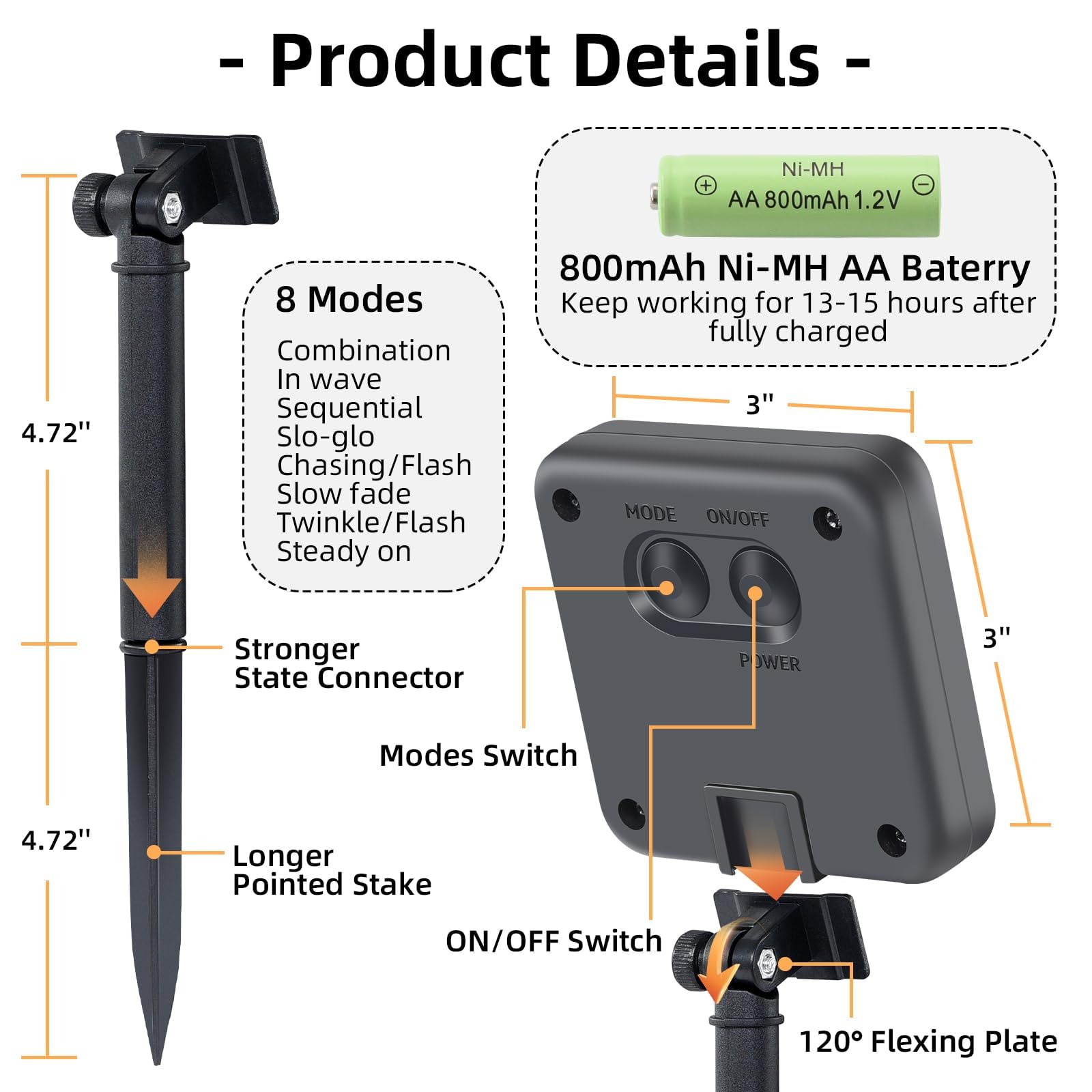 Lycklig Solar Christmas Lights 200 LED Waterproof 82ft Warm White TYN-PVC-NBDC-200-1P