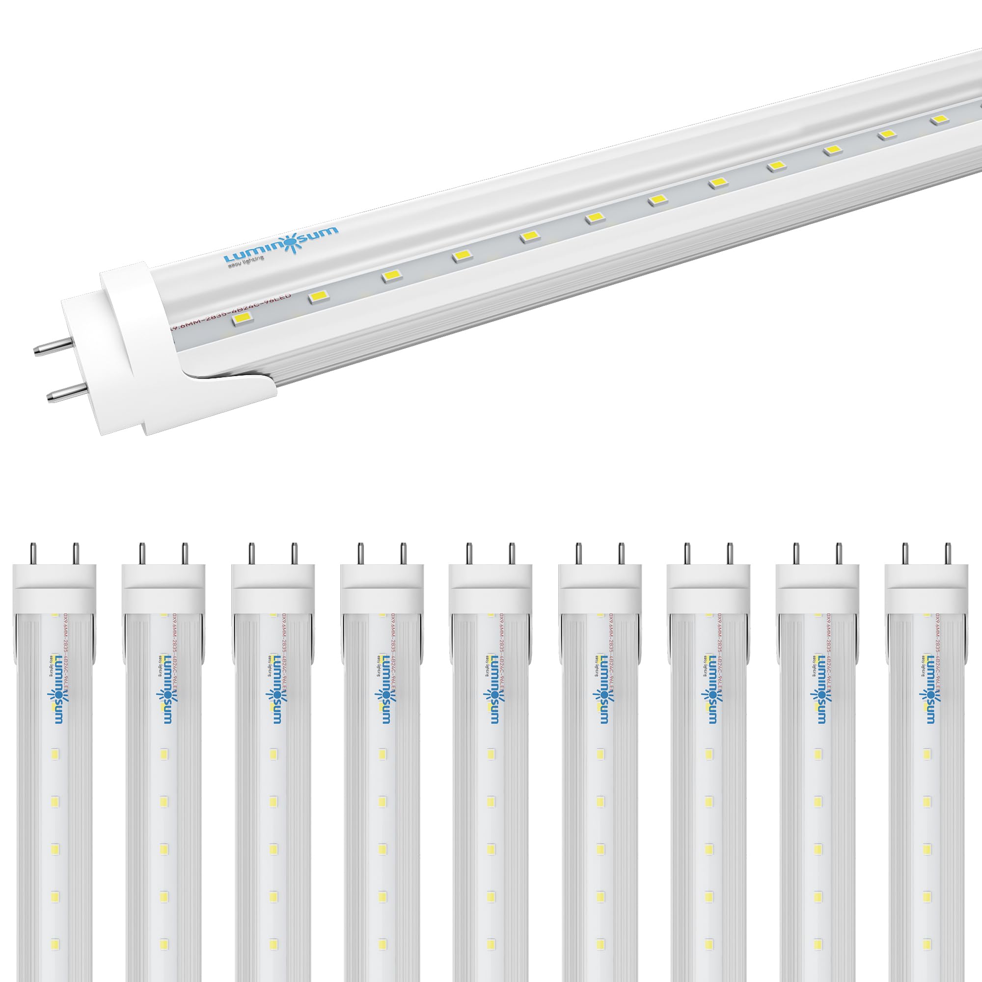 Luminosum T8 T10 T12 Led Tube Lights 4 Foot 20W (40W Equivalent) 5000K, G13 Dual-Ended Powered Clear Cover, Etl Listed Fluoresce