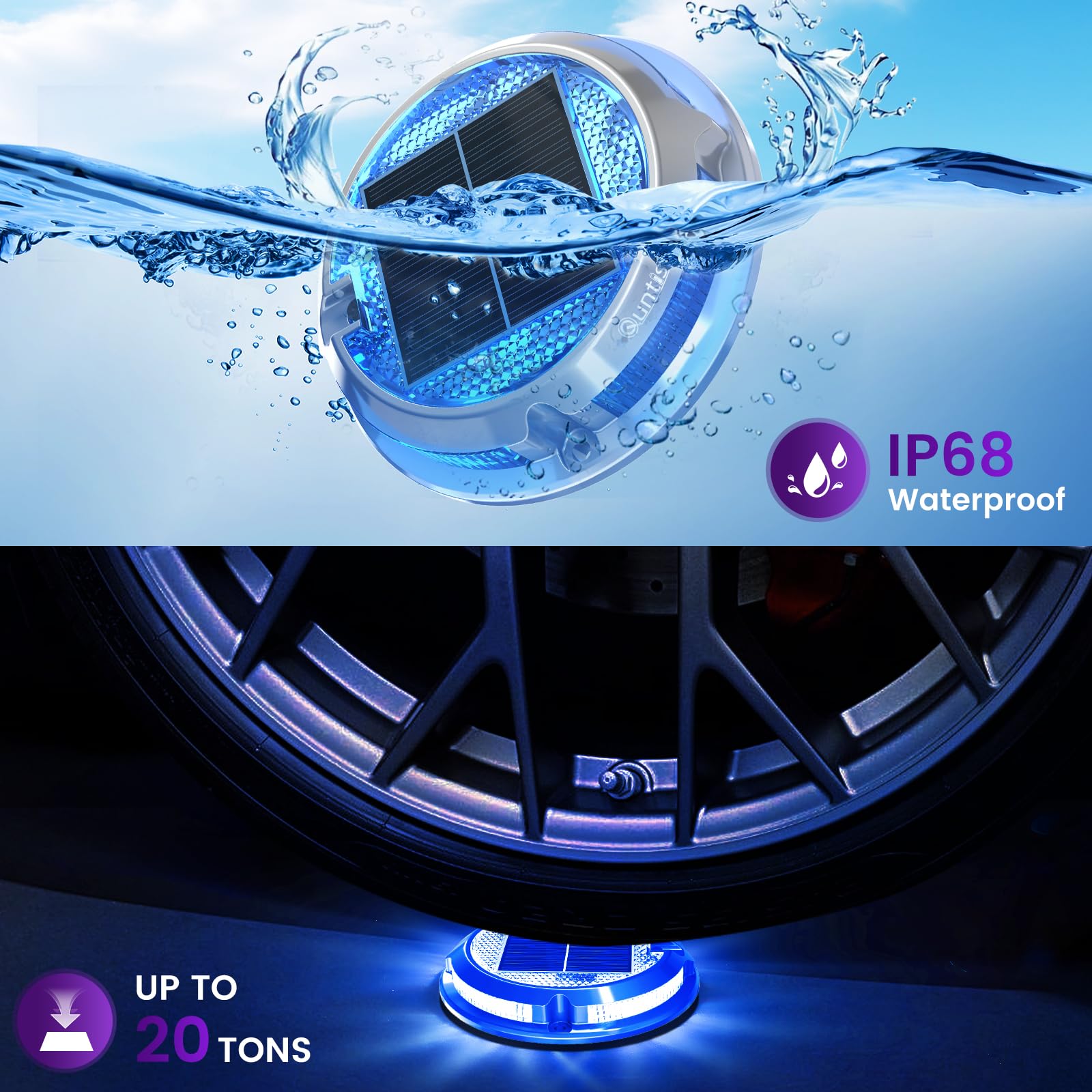 Quntis Rgb Solar Deck Lights 12 Pack, 11 Lighting Modes Solar Driveway Lights Outdoor Waterproof Ip68, Step Light For Outside, D