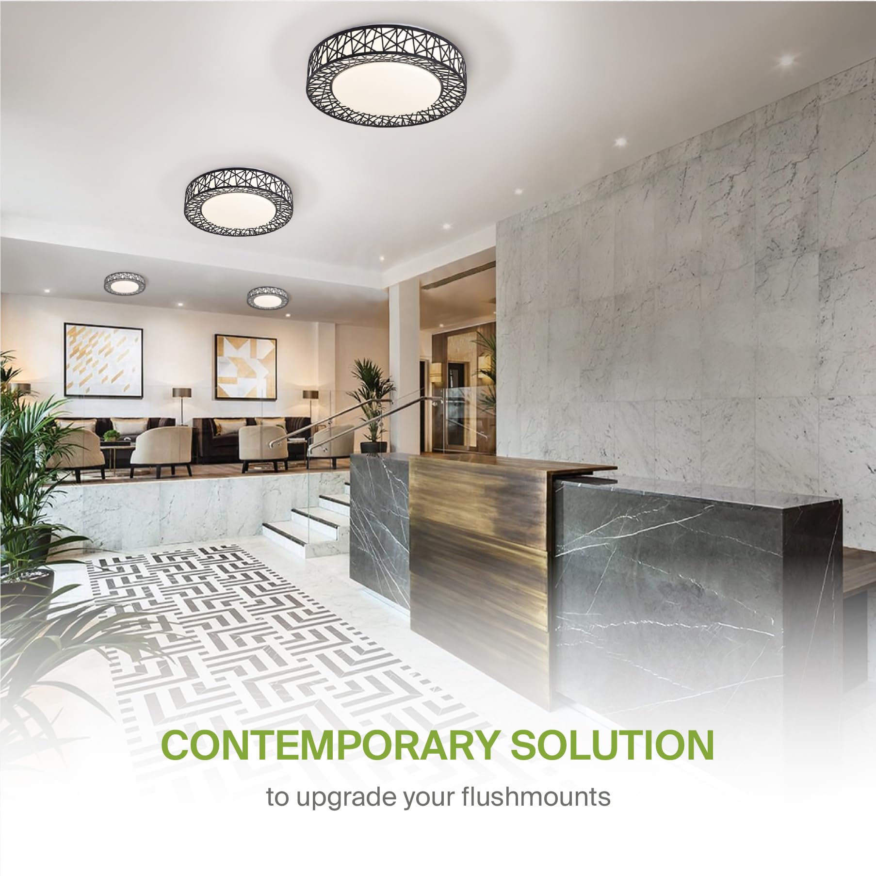 ASD 18 Inch LED Flush Mount Ceiling Light, 35W 1992LM, Dimmable, Adjustable 2700-5000K, Black, Model A-LFC-LF18