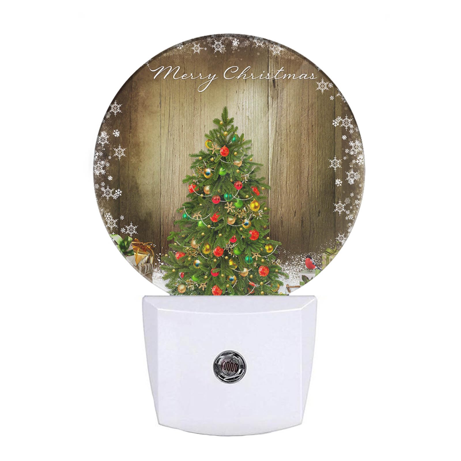Ekobla Winter Green Christmas Tree Night Lights Plug Into Wall Holiday Presents Gift Boxes Snowflakes Plug-In Nightlights Auto Sensor Led Dusk To Dawn Light For Boys Girls Men Women