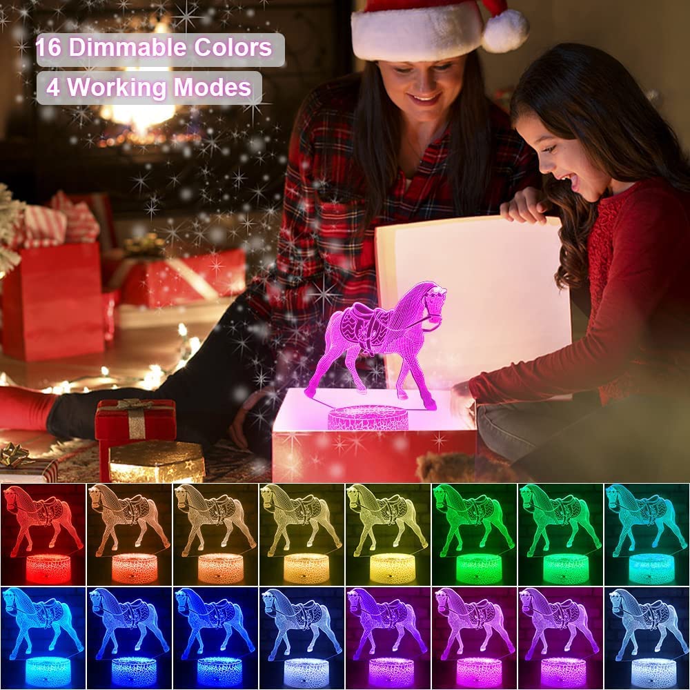 Horse Gifts Night Lights for Kids with Remote & Smart Touch Horse Lamp for Kids Room Decor 16 Colors Changing Dimmable Horse Toy