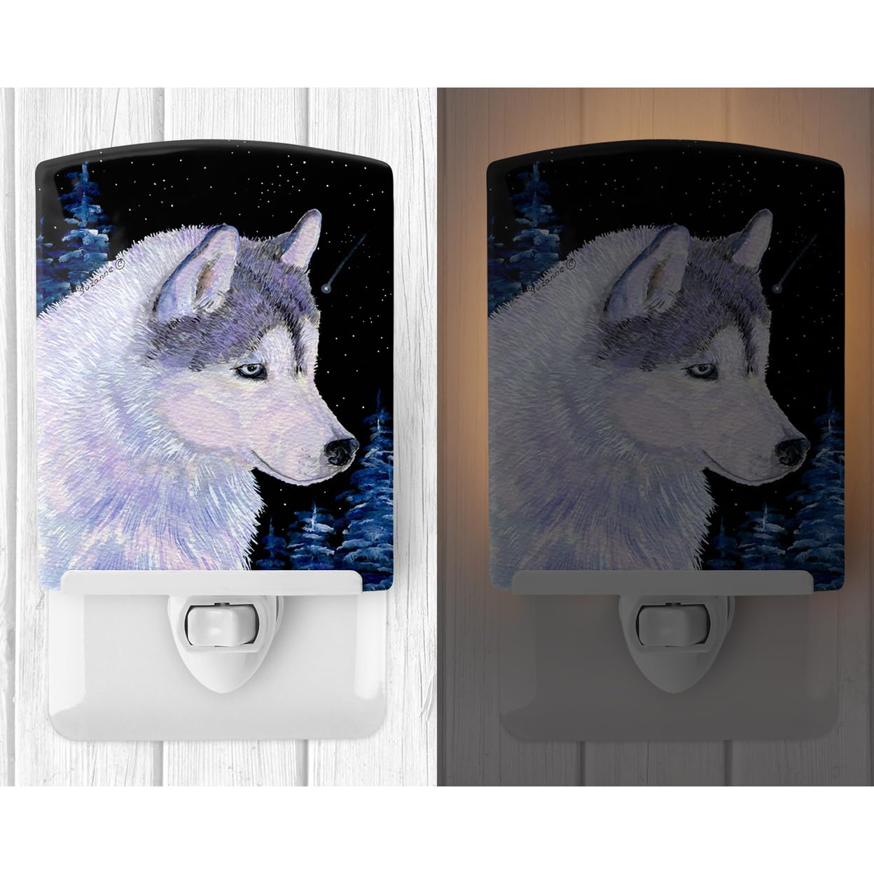 Carolines Treasures Ceramic Night Light, Siberian Husky, UL-Certified, 6x4x3 inches, Model SS8617CNL, Multicolor