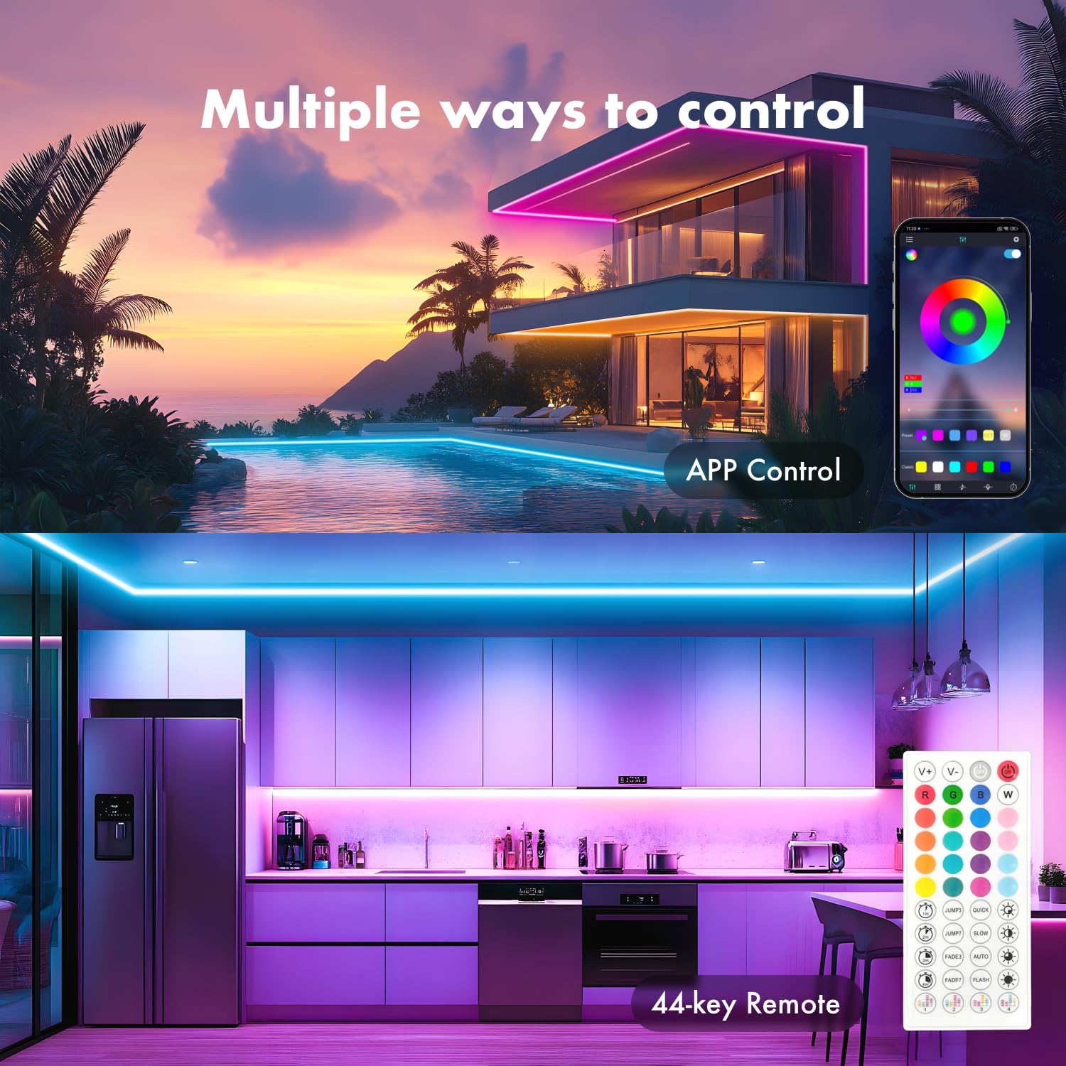 JIAMEI Neon Rope Lights, 49.21FT RGB LED Strip, App Control, Music Syncing, IP67 Waterproof, Multicolor, Model YIKUN-612NHRGB001