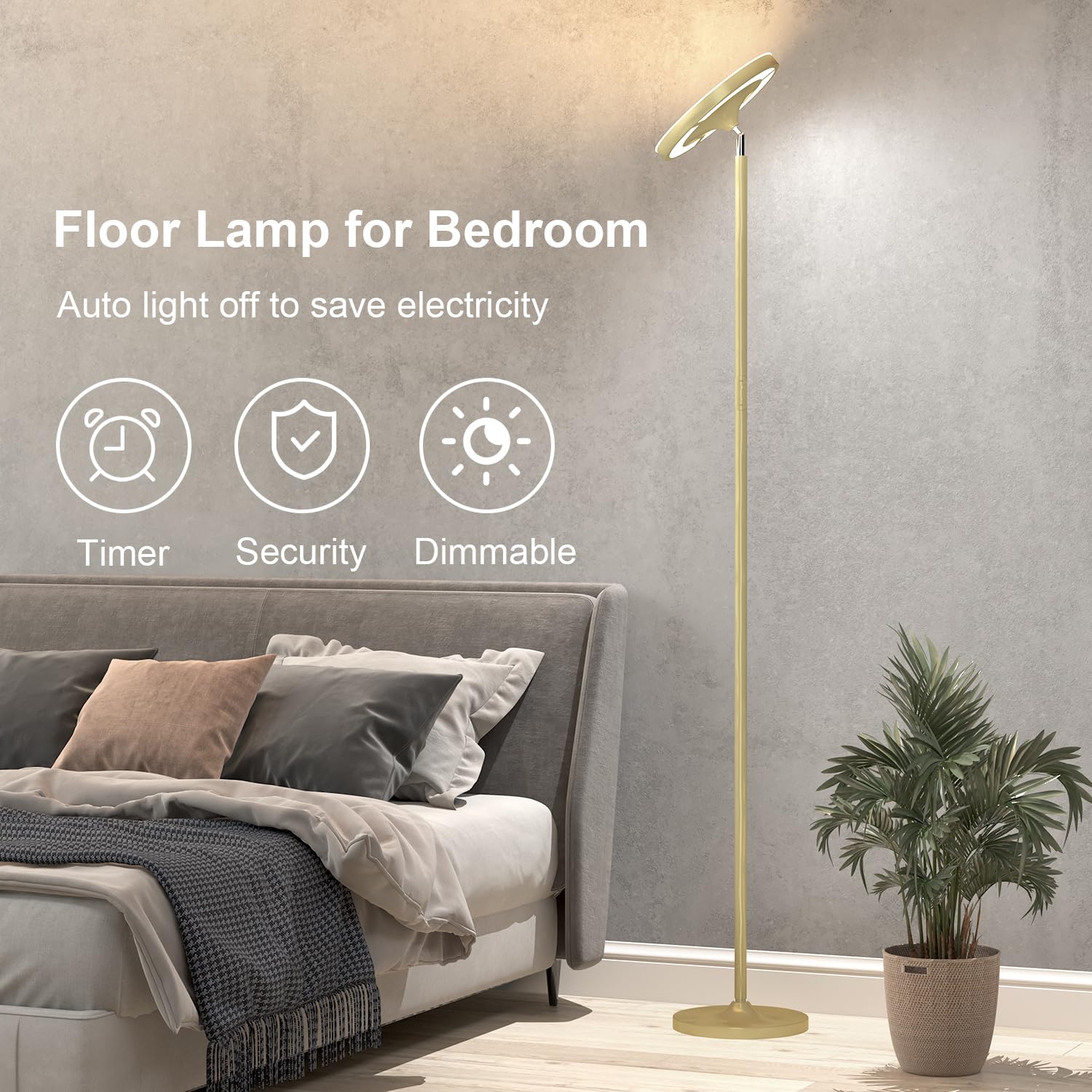 Keepsmile Gold Double Side Lighting Led Floor Lamp With Remote Smart App 36W 2600Lm Bright Tall Standing Rgb Floor Lamp Angle Mu