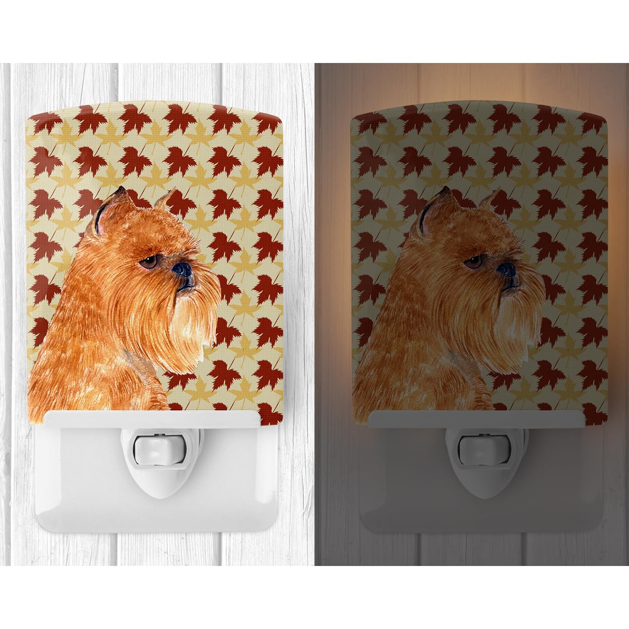 Carolines Treasures Ceramic Night Light, Brussels Griffon Fall Leaves, 6x4x3in, Multicolor, Model SS4362CNL