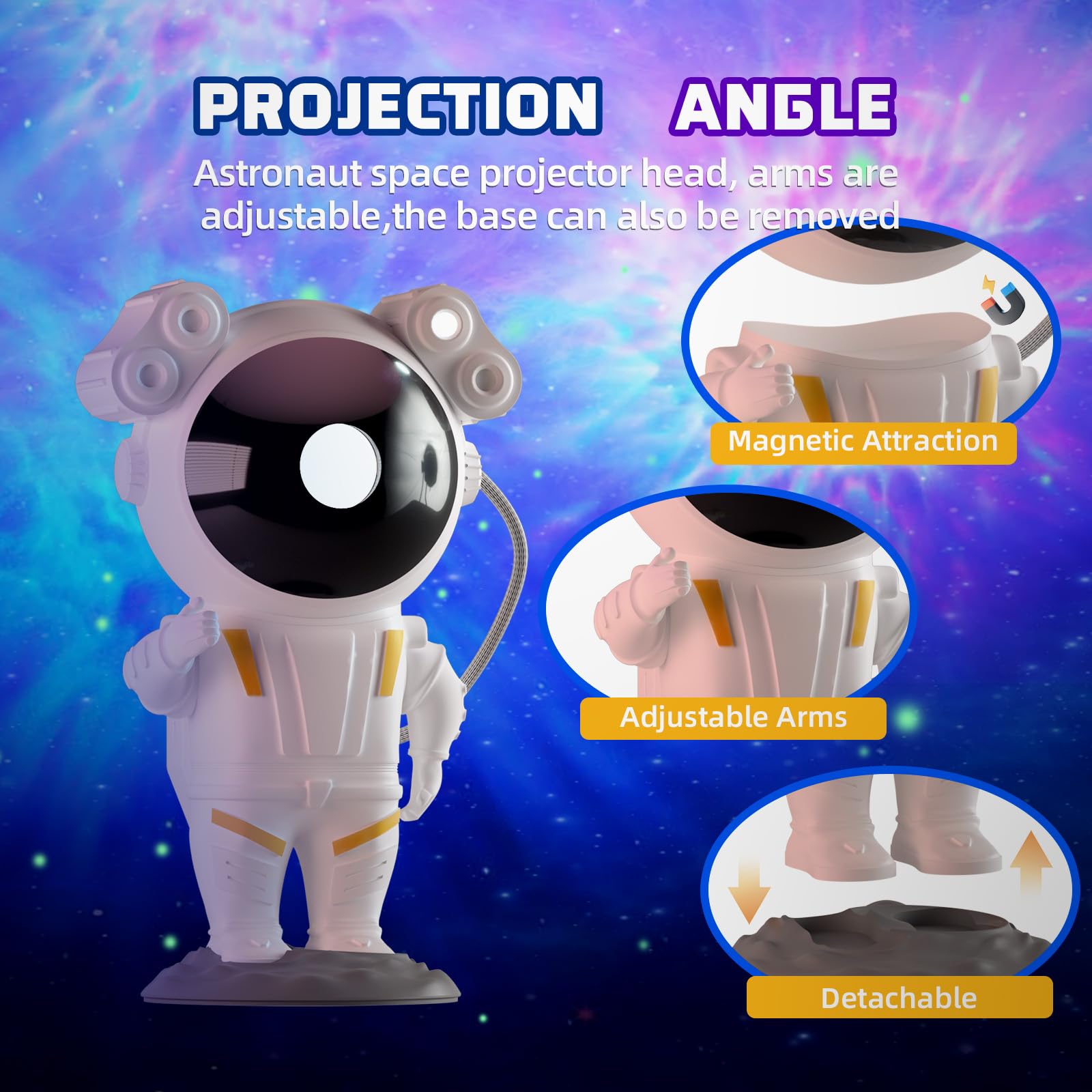 Kathluce Galaxy Projector - Astronaut Nebula Night Light, Remote Control & 360° Rotation, Silver