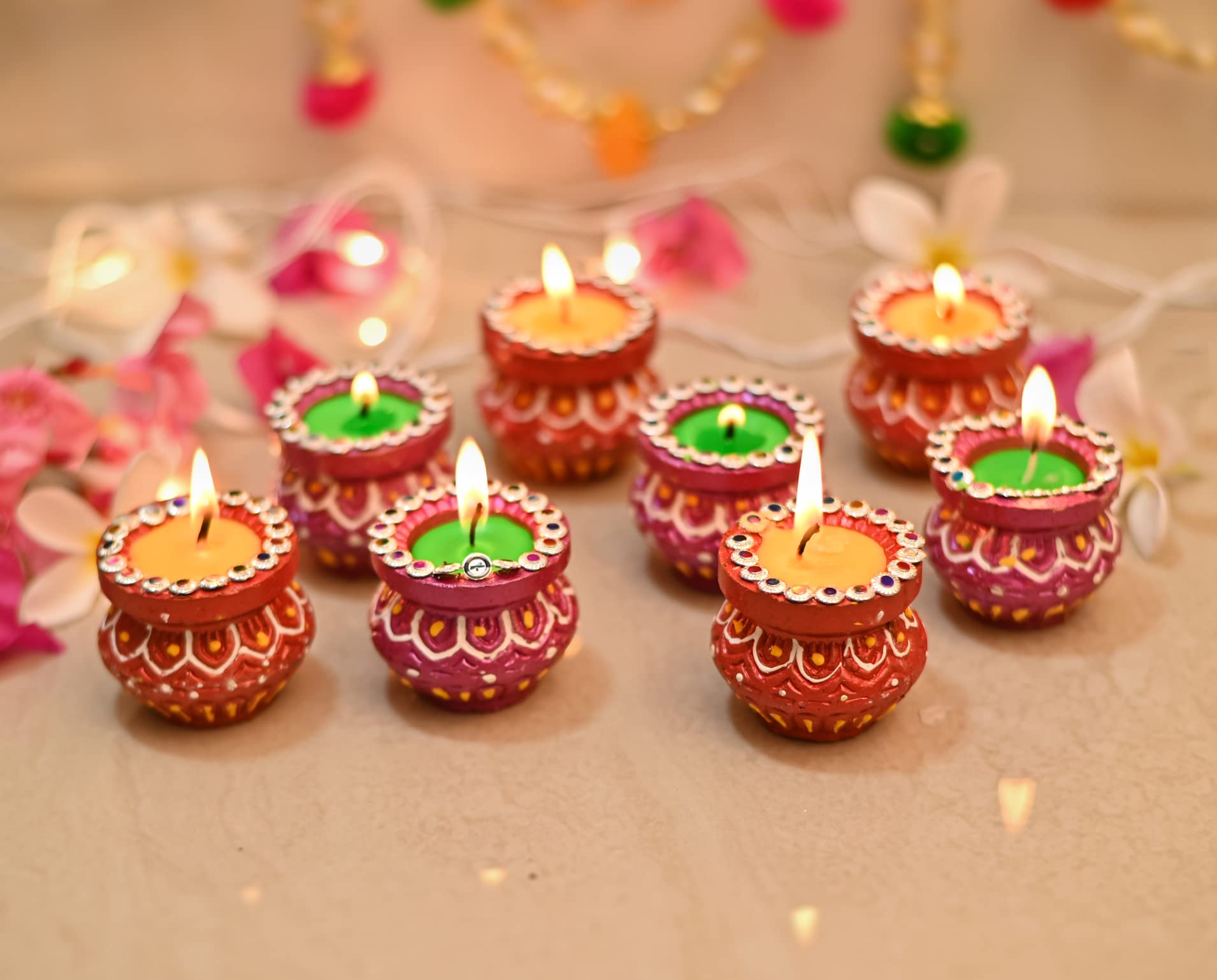 Collectible India Handmade Matki Candles Diwali Gift Set - Diwali Candles Set - Decoration Items for Home Decor - Wax Clay Candl