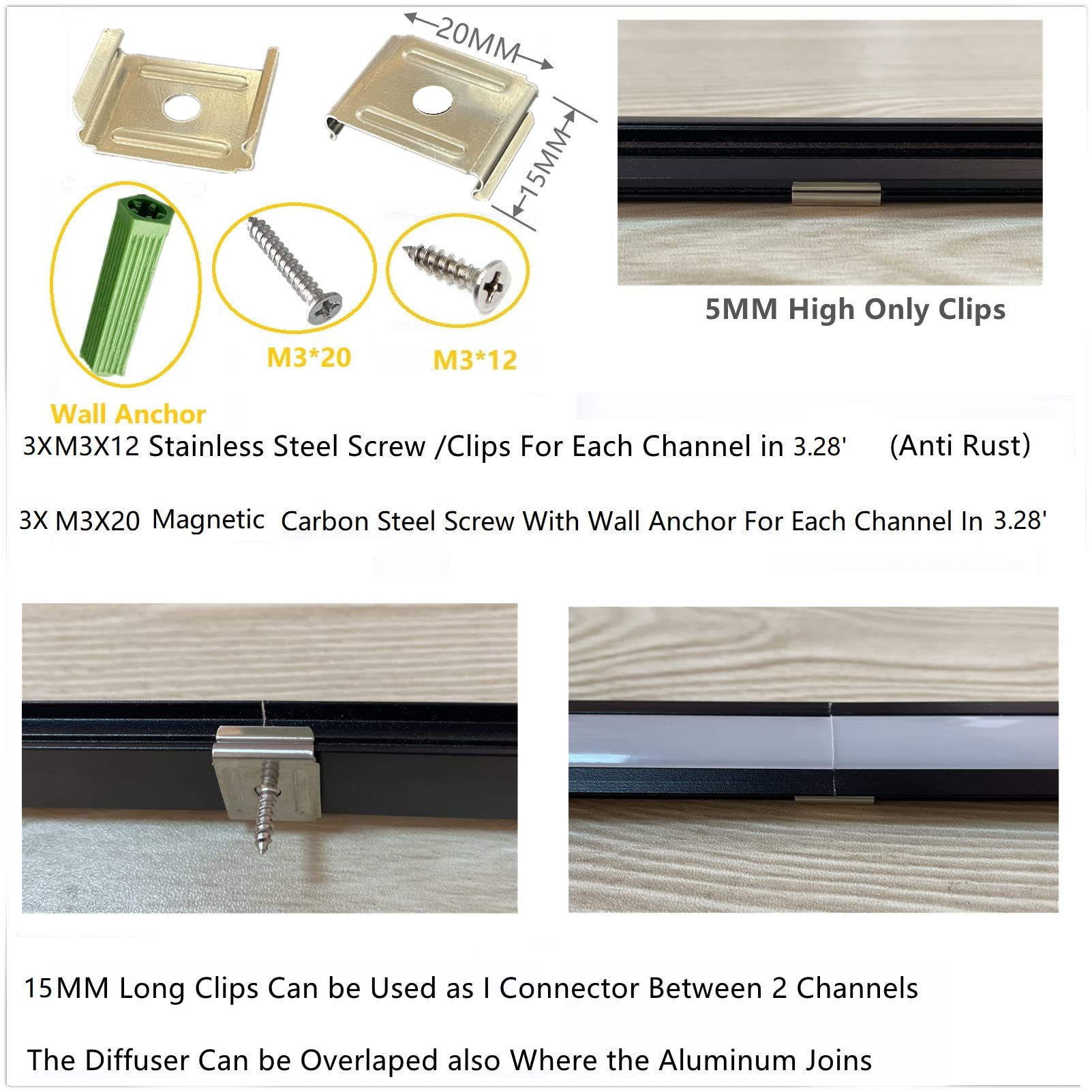 Thmoother 10-Pack 3.3Ft/1M Led Strip Aluminum Channel Diffuser,Collar Shape Tape Light Under Cabinet Floating Shelf Alcove Recessed 25X7Mm Matte Black Anodized Track, Milky Cover Concave Slot Profile