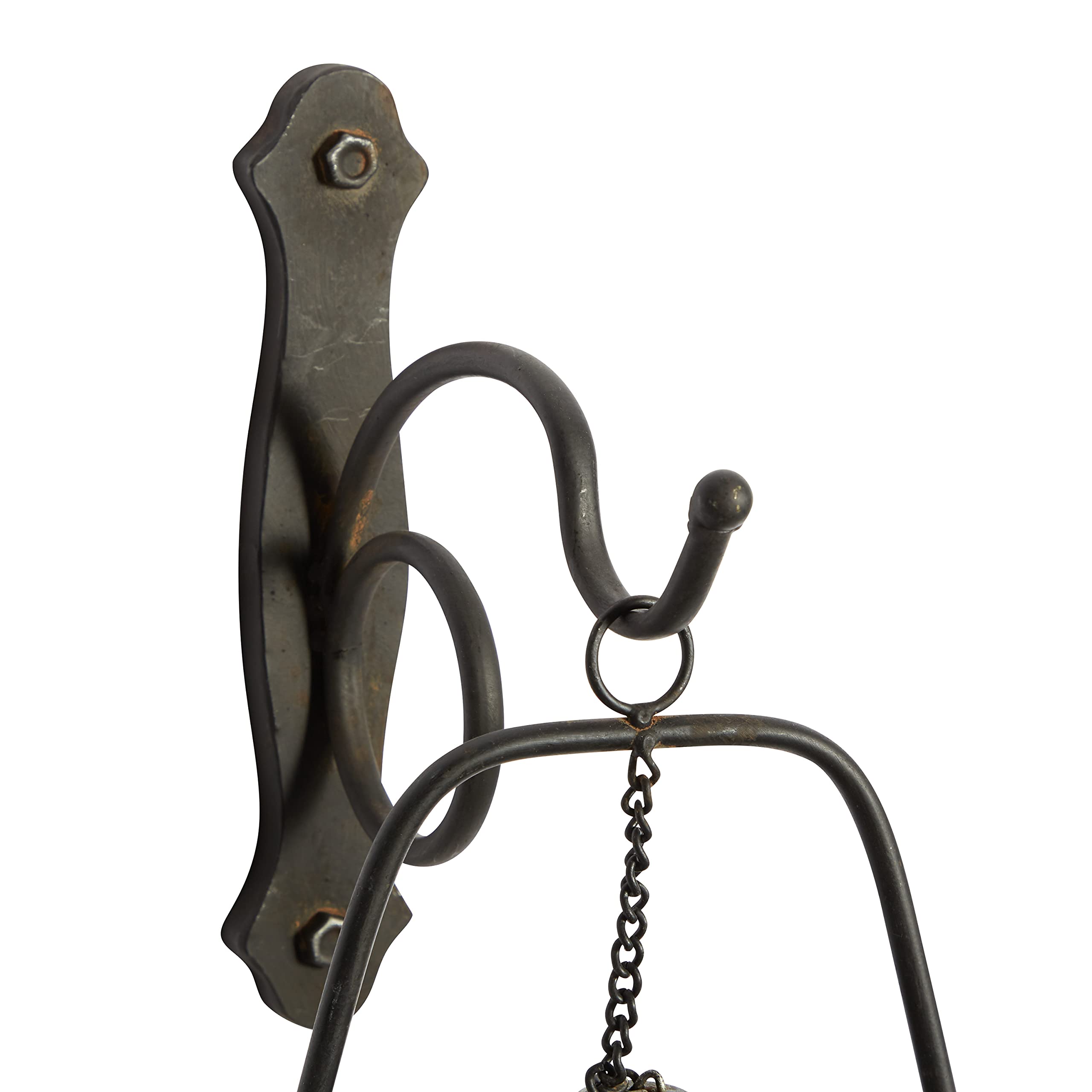 Deco 79 Metal Wall Sconce Suspended Pillar Lantern , 7'' x 10'' x 19'', Brown