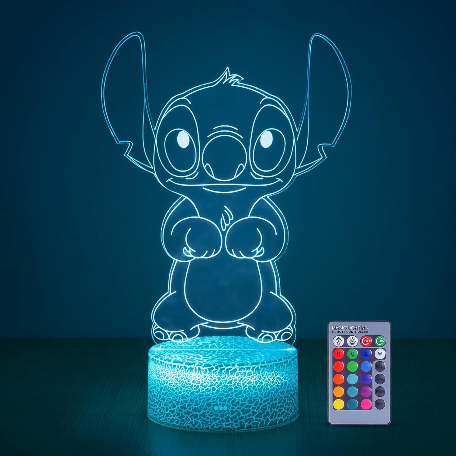 Hoofun 3D Illusion Stitch Night Light: Stitch Gifts Light with Remote Control and Smart Touch, Stitch Stuff for Girls Room Decor