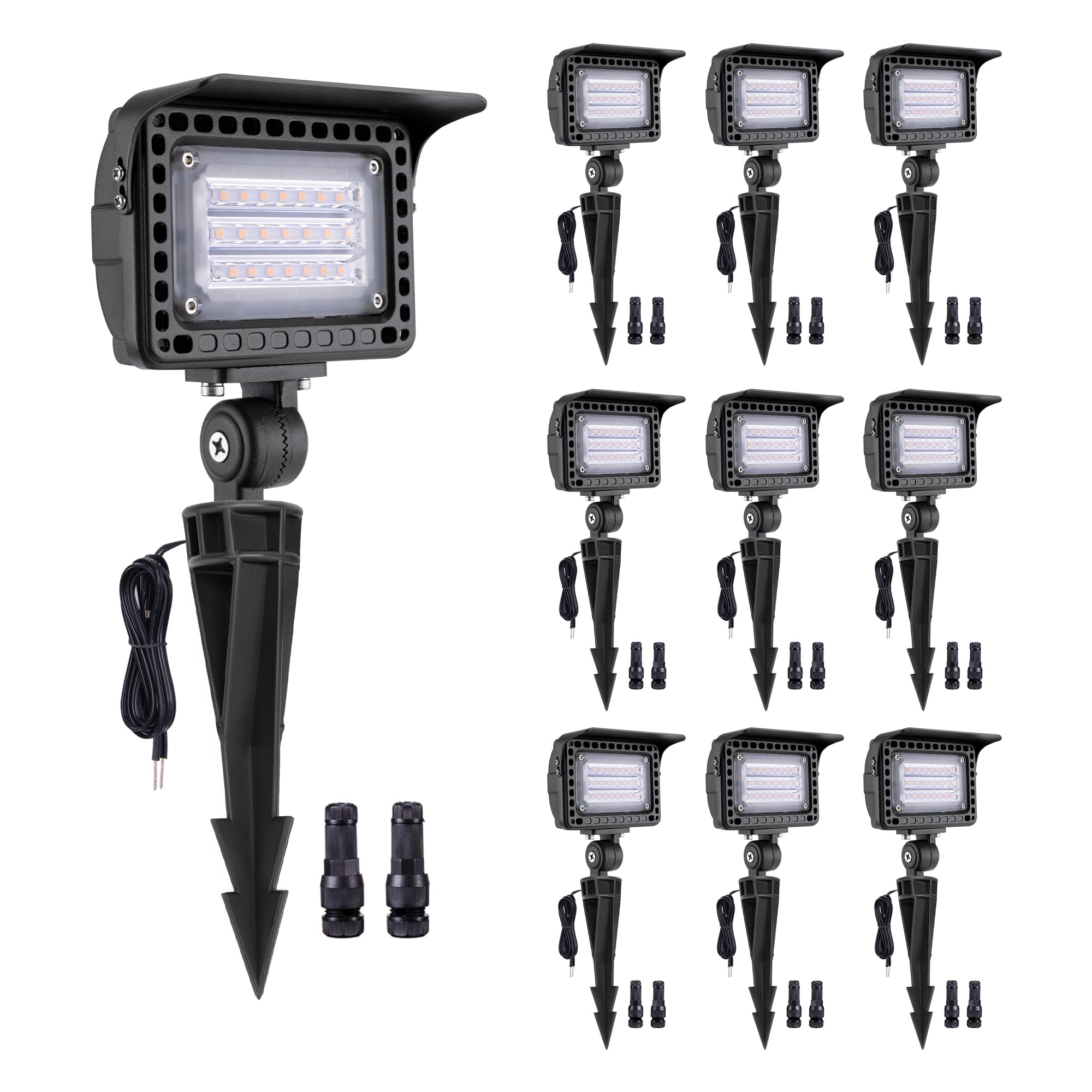 Gardenreet Outdoor LED Wall Wash Lights - 12W Low Voltage Landscape Flood Light, Hardwired 12V Aluminum Brown Waterproof Angle A