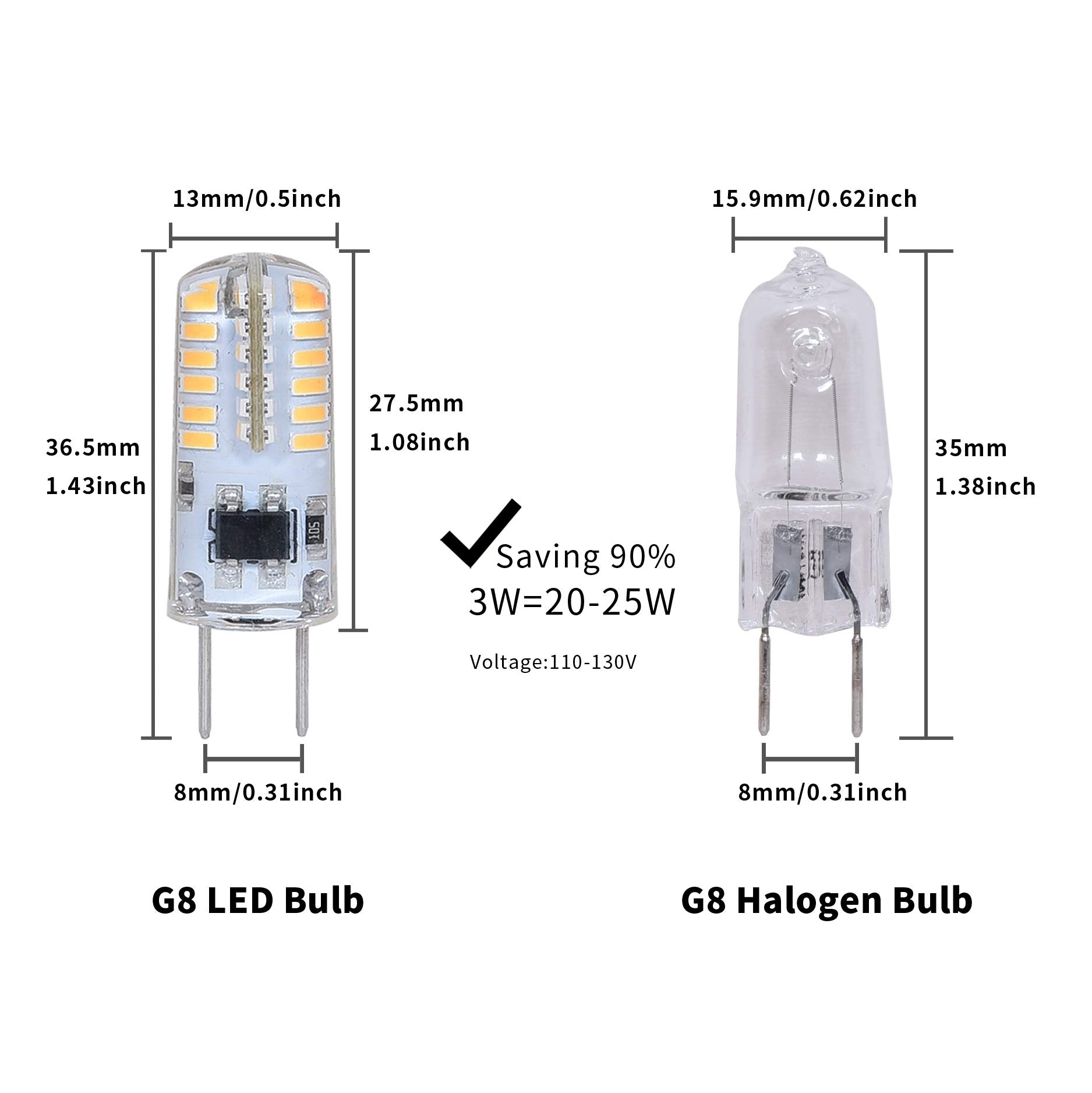 Nobranded G8 LED Bulb, 10-Pack Dimmable Warm White 3000K, Equivalent to 20W-25W T4 G8 Halogen