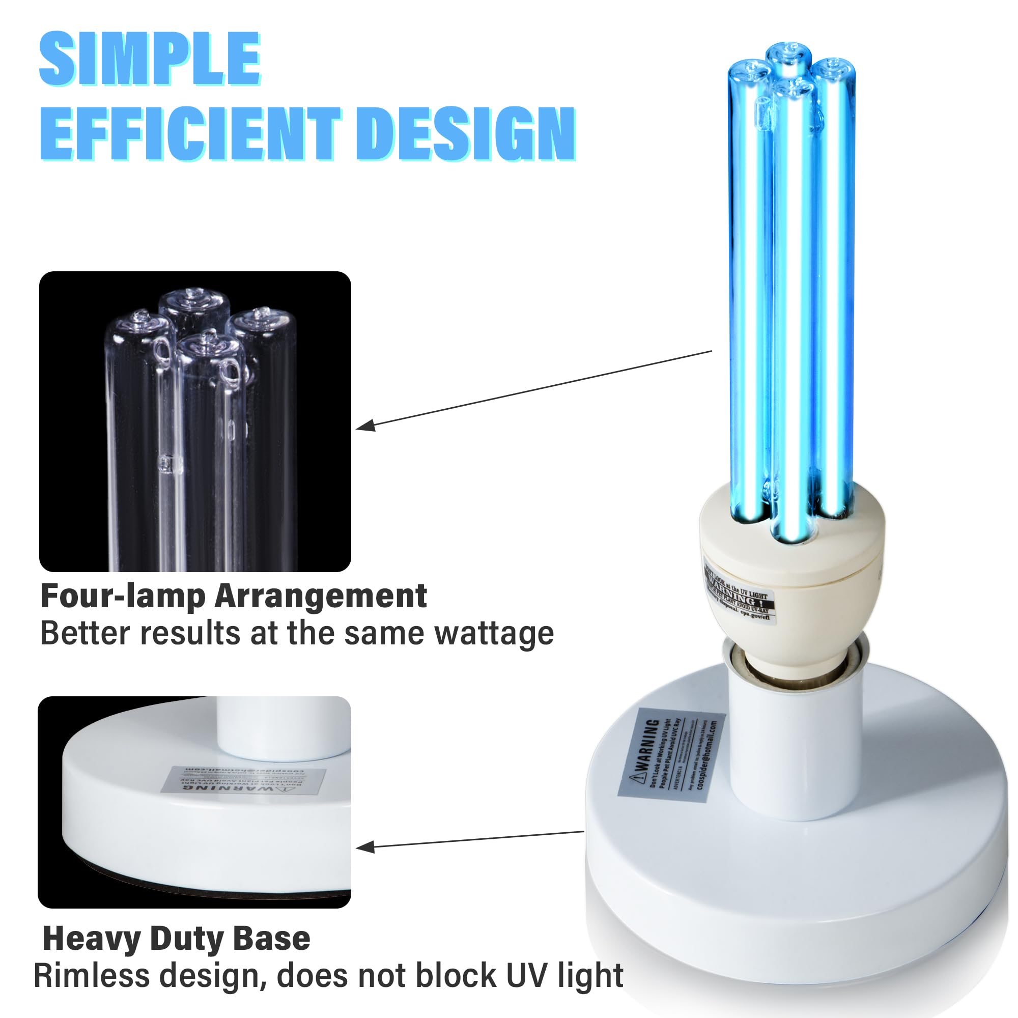 Uvcoolplunge Powerful 25W Uv Light Portable Ozone Free Ultraviolet Light With 3-Gear Timer, 110V Cleaning Lamp For Bedroom, Baby