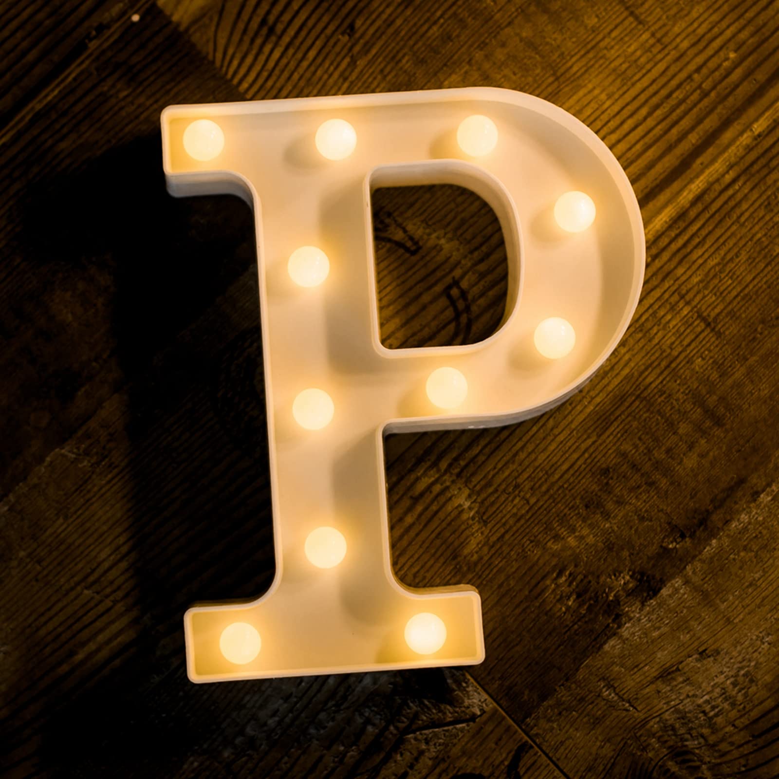 Foaky LED Letter Lights Sign Light Up Letters Sign for Night Light Wedding/Birthday Party Battery Powered Christmas Lamp Home Bar Decoration(P)