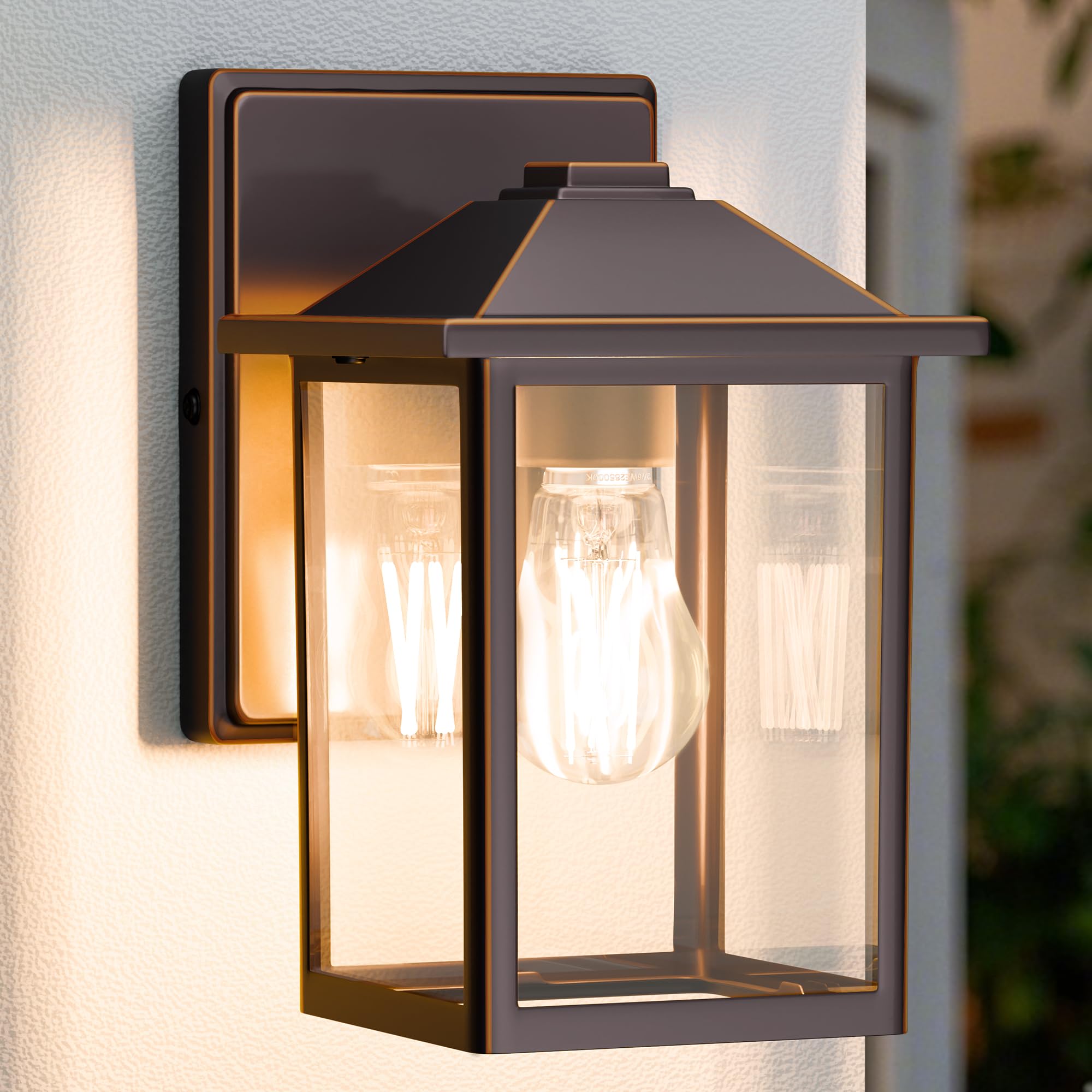 MATAMEYE Outdoor Wall Lantern  Exterior Waterproof Wall Sconce Light Fixture  Oil Rubbed Bronze Front Door Mounted Lighting with Glass  Anti-Rust Porch Lamp
