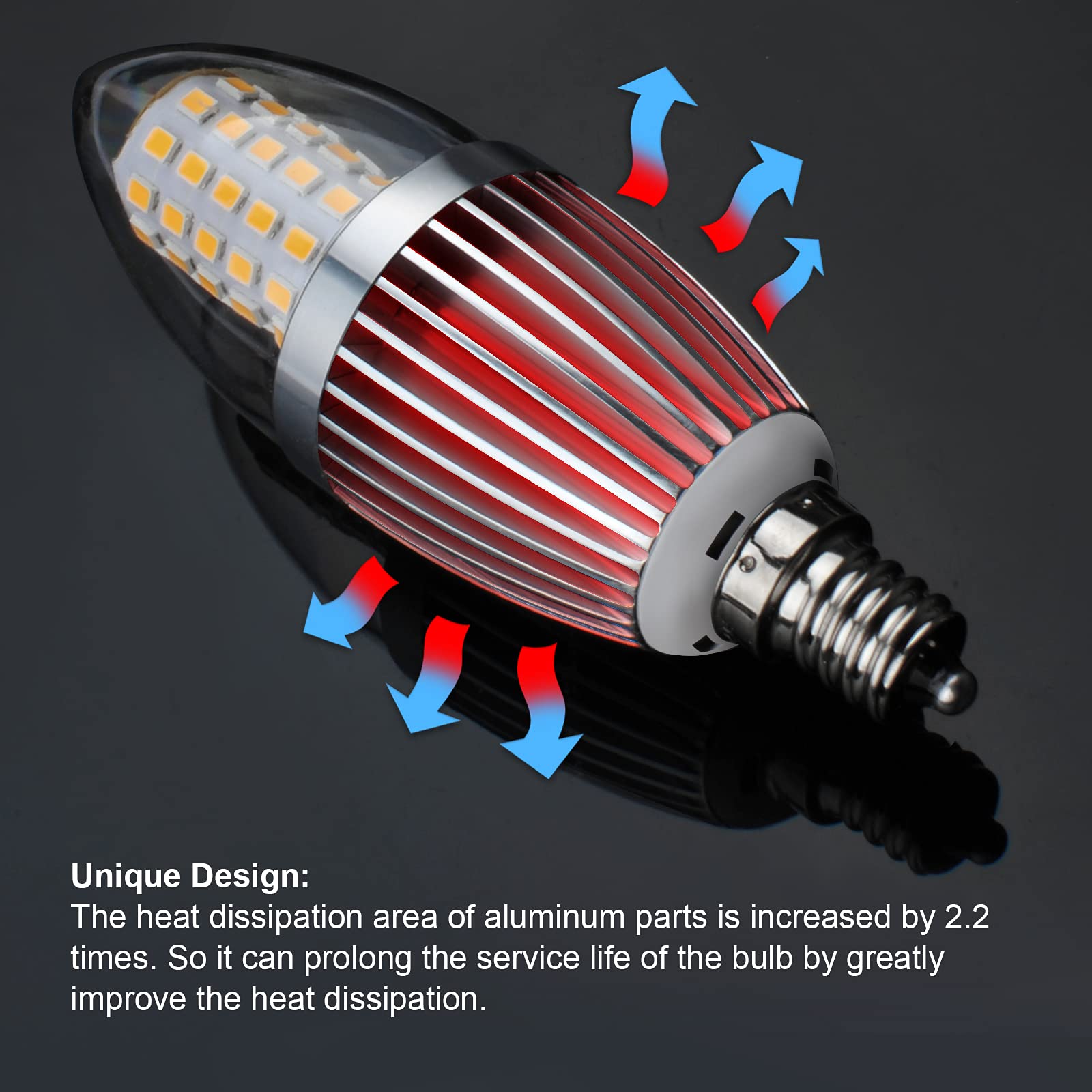 gezee LED Candelabra Bulb, 12W, 100 Watt Equivalent, Warm White 3000K, E12 Base, 8-Pack