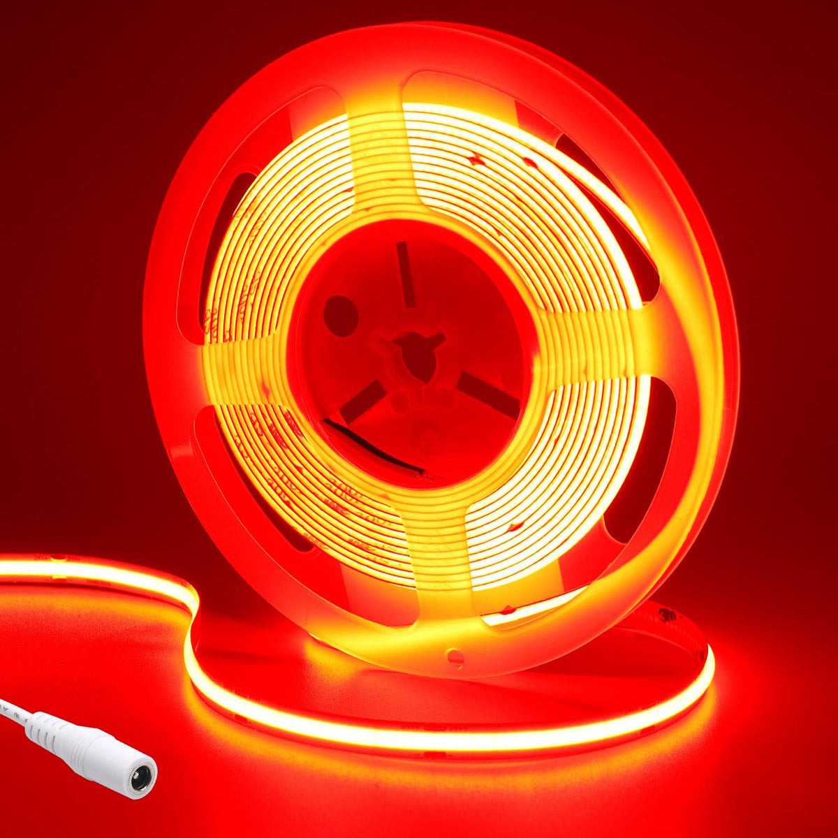 KXZM 24V COB LED Strip Light Red 5M/16.4ft 2400LEDs Uniform Glow Flexible IP20 Not Waterproof LED Tape Lights for DIY Cabinet Be