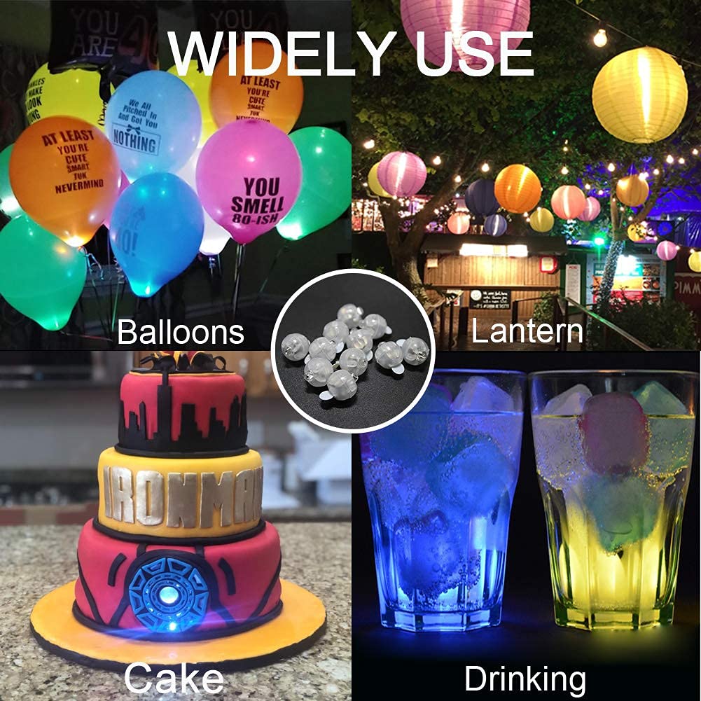 JJGoo LED Balloon Lights 30Pcs Waterproof Flash Tiny Lights for Decor - Colorful, Model MY1005F-Colorful