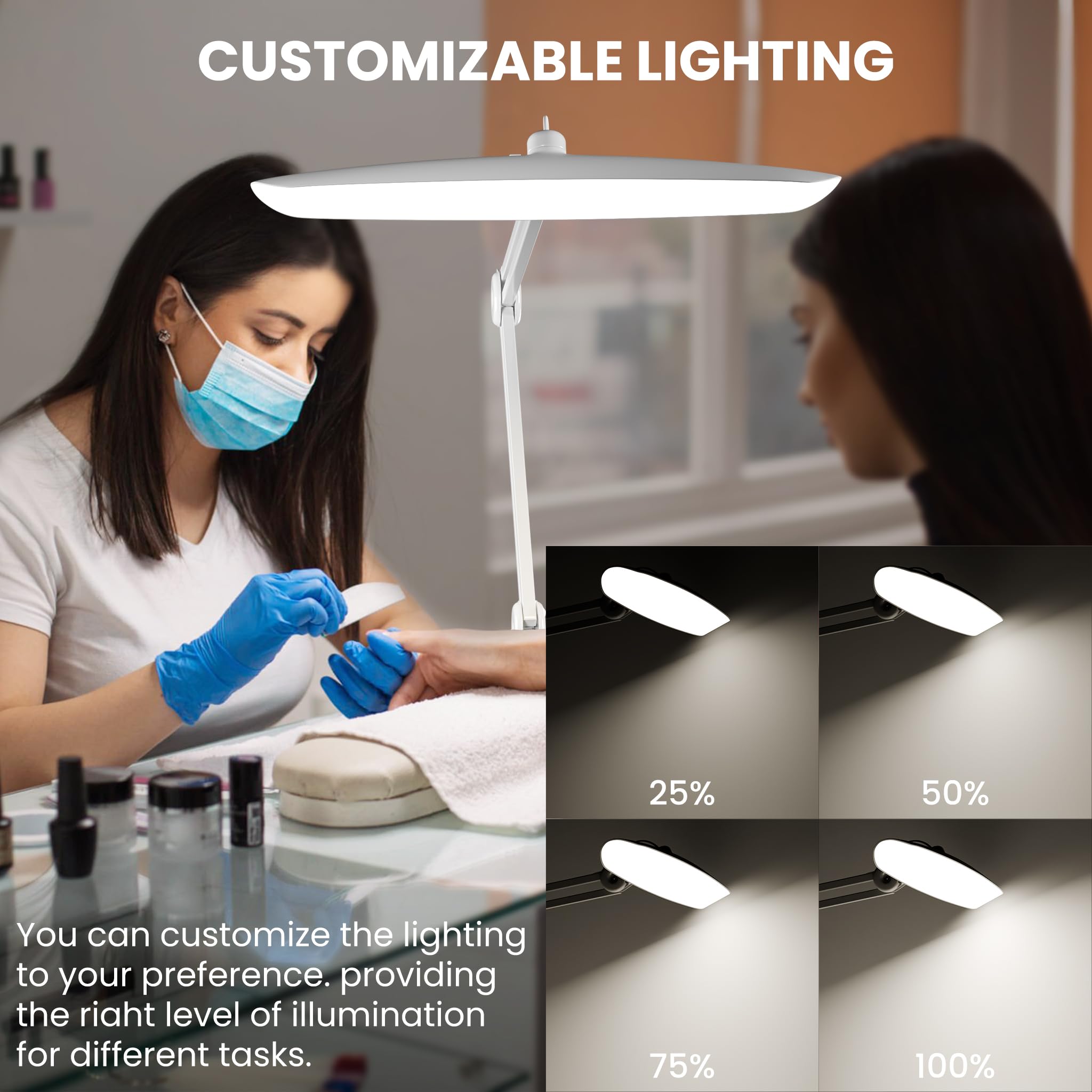 gelpal Adjustable LED Desk Lamp - 3000 Lumens, Dimmable, Milk White, Model YHL-777, Ideal for Office & Crafts